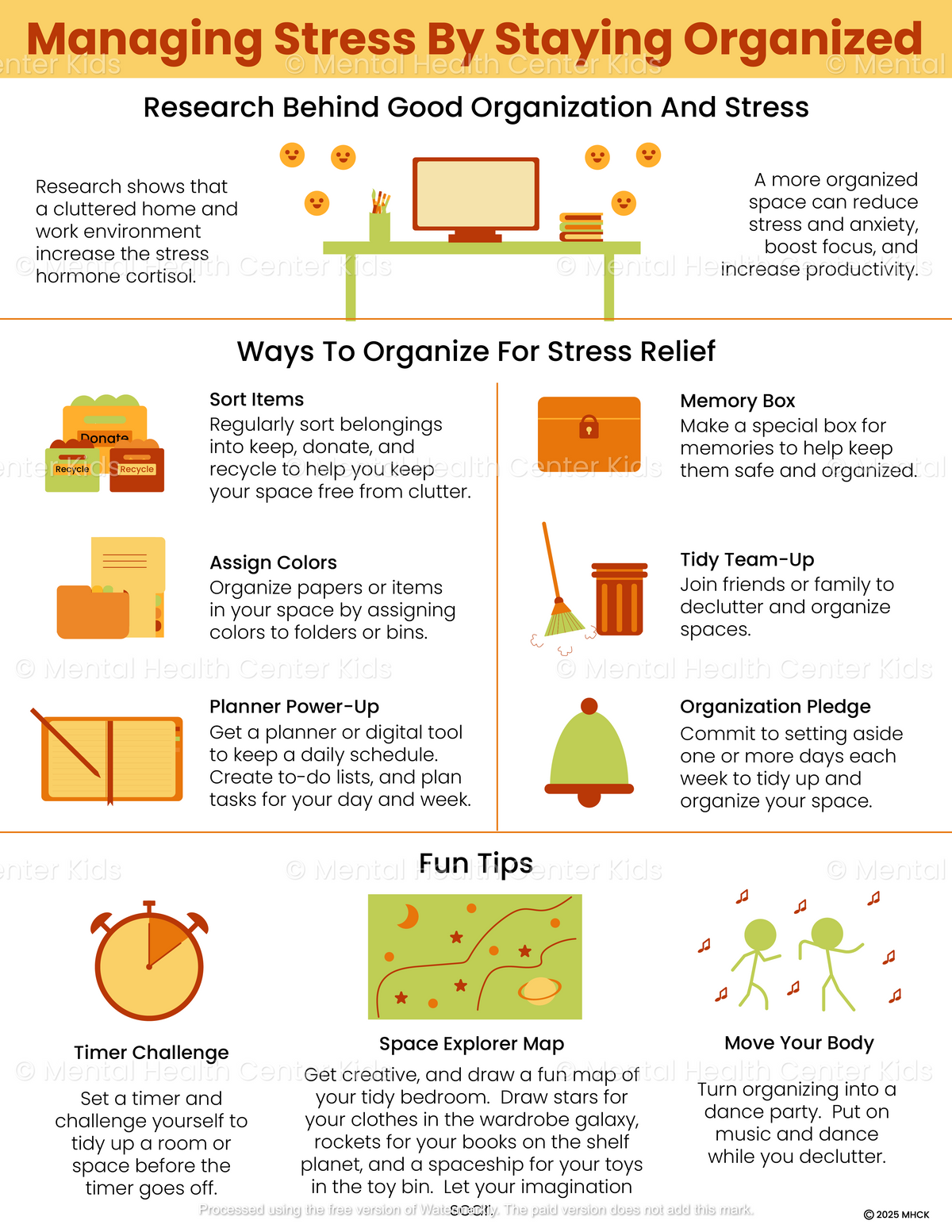 Managing Stress With Organization Handout – Mental Health Center Kids