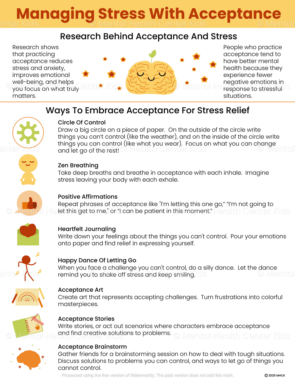 Managing Stress With Acceptance Handout – Mental Health Center Kids