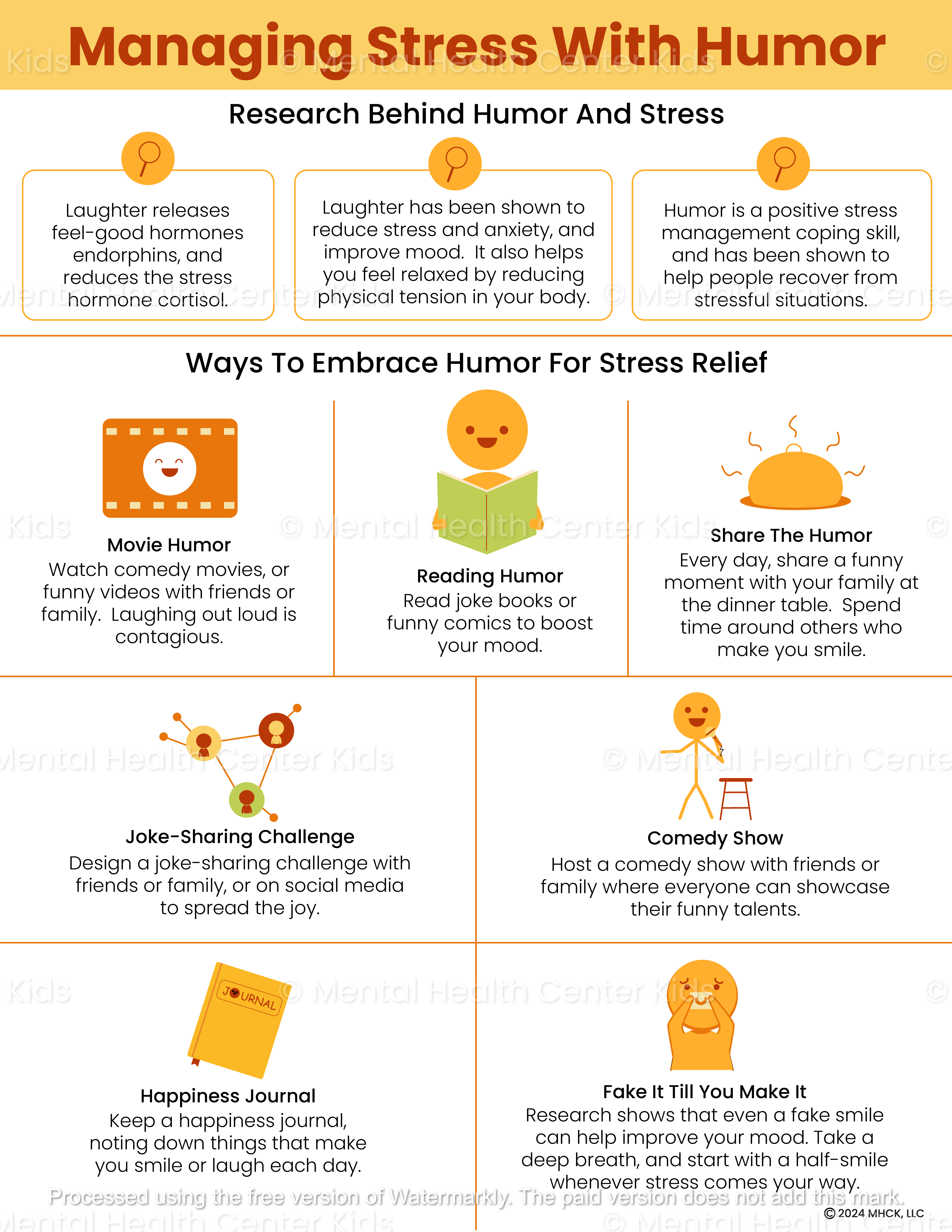 Multi Activity Humor Managing Stress With Humor Handout – Mental Health Center Kids