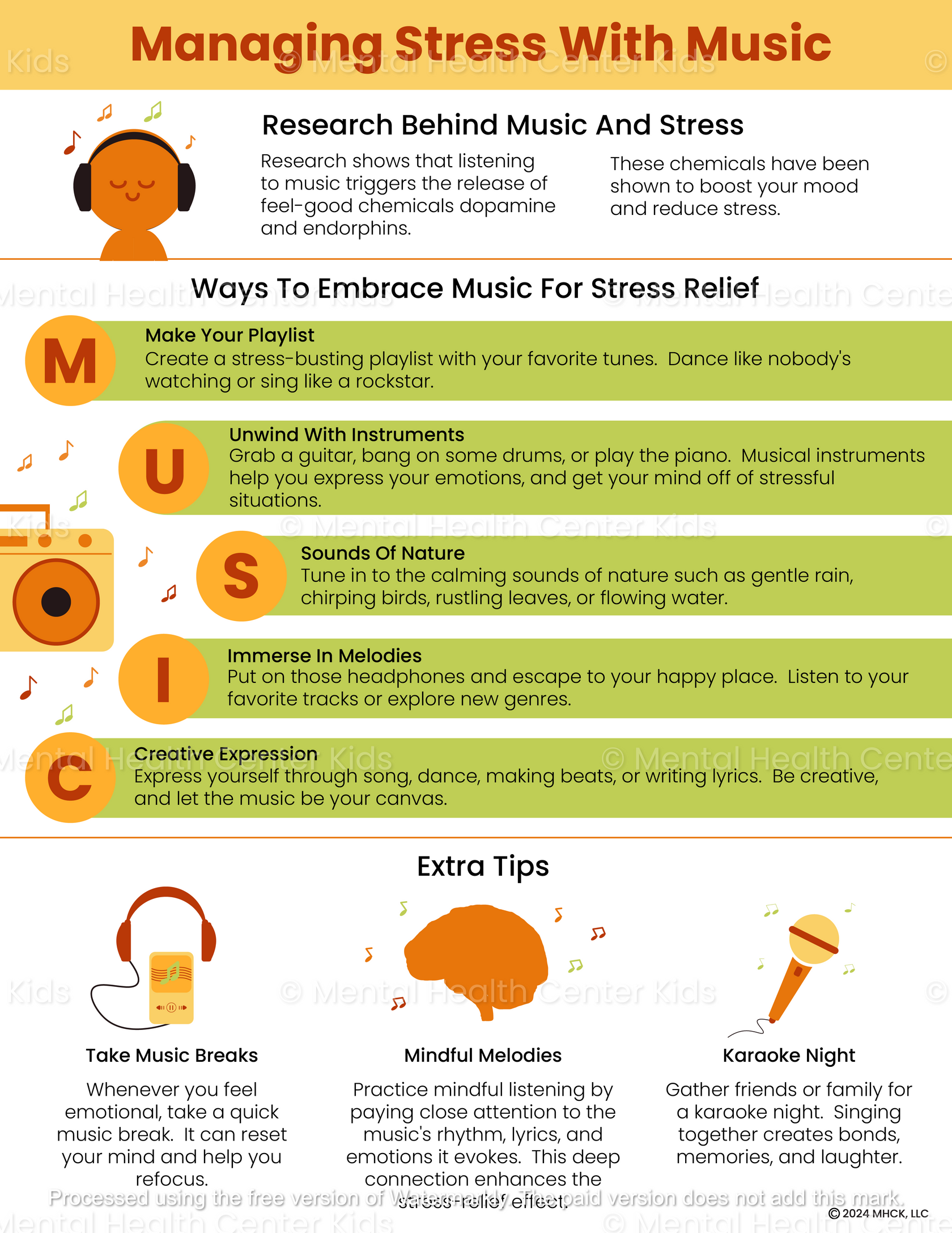 Managing Stress With Music Handout – Mental Health Center Kids