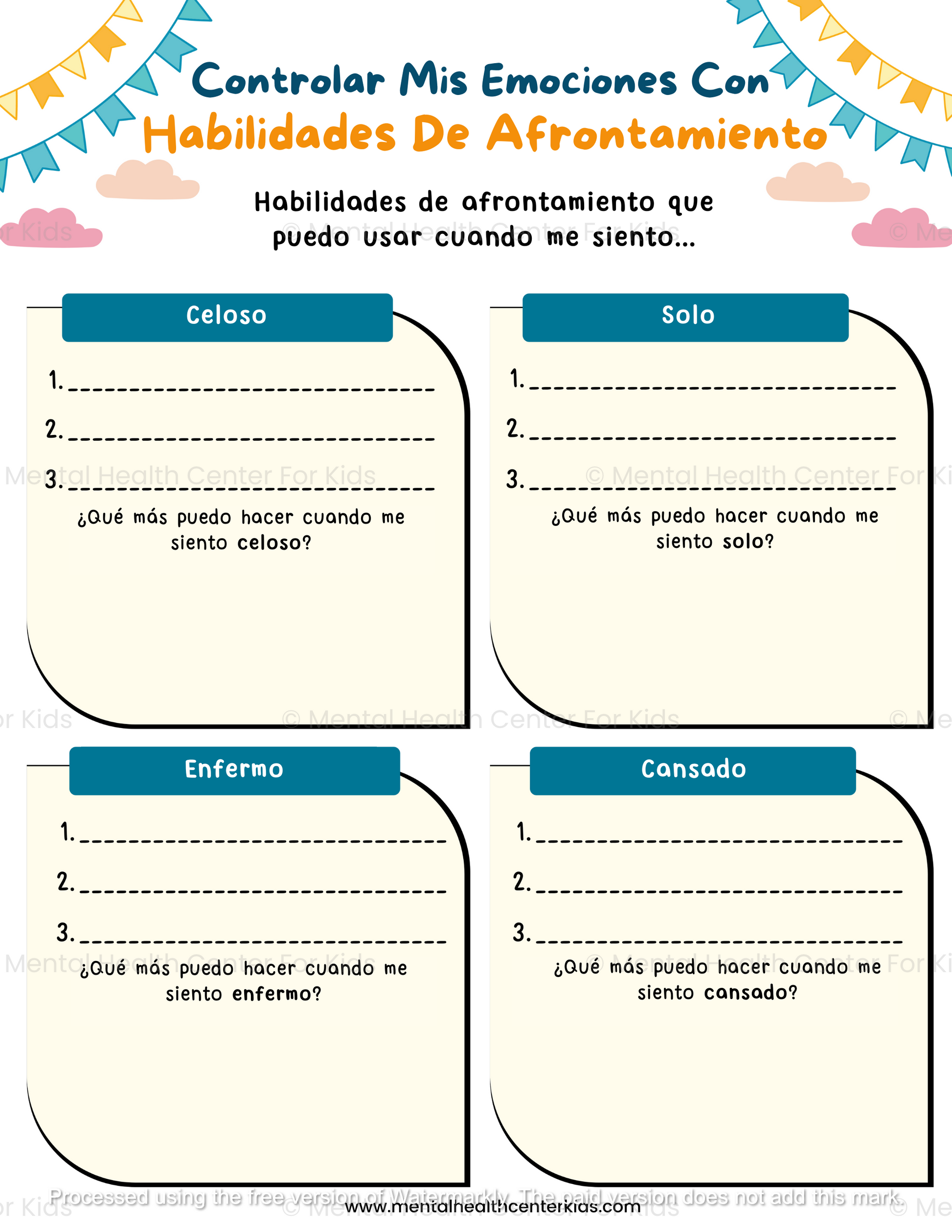 Hojas De Trabajo De Habilidades De Afrontamiento