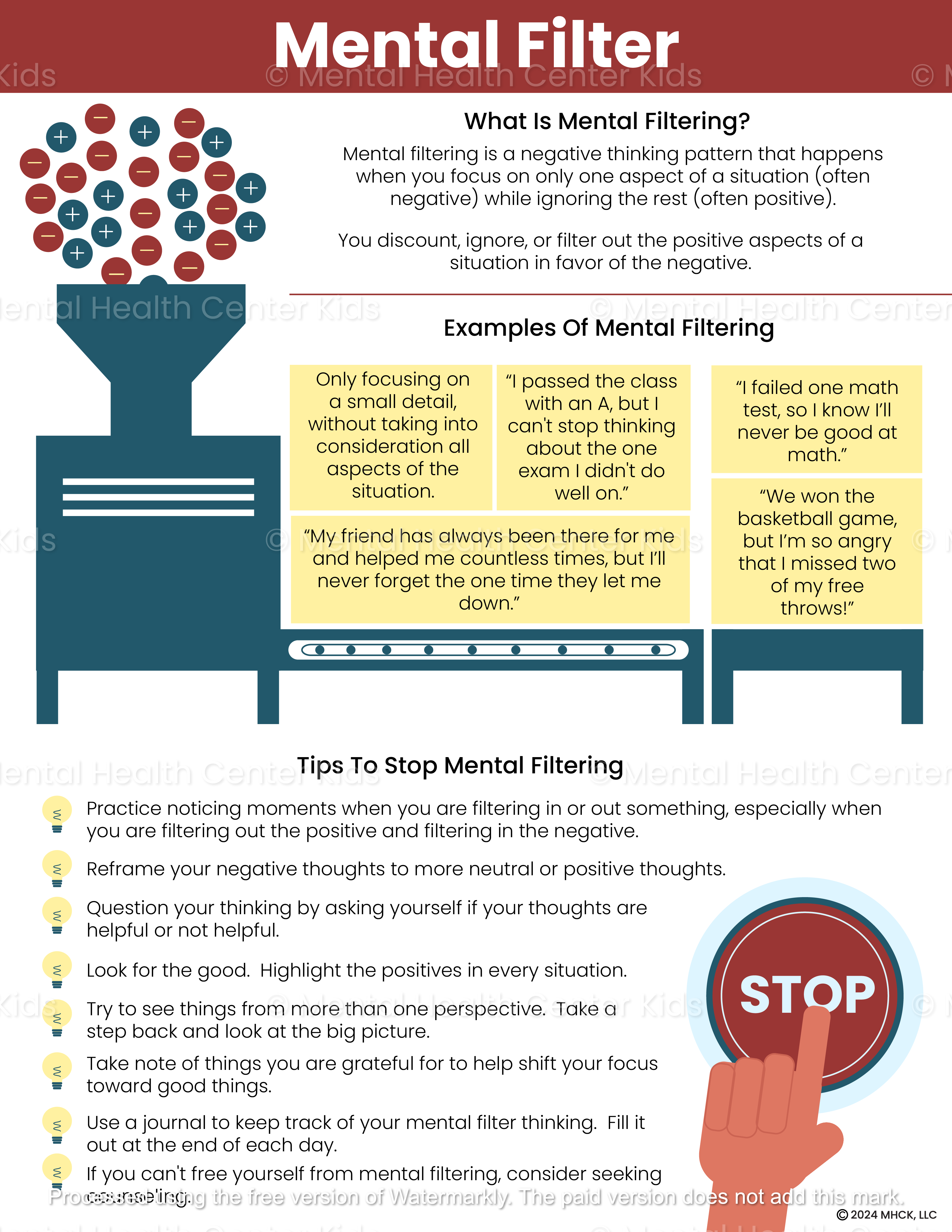 Mental Filter Cognitive Distortion Handout – Mental Health Center Kids