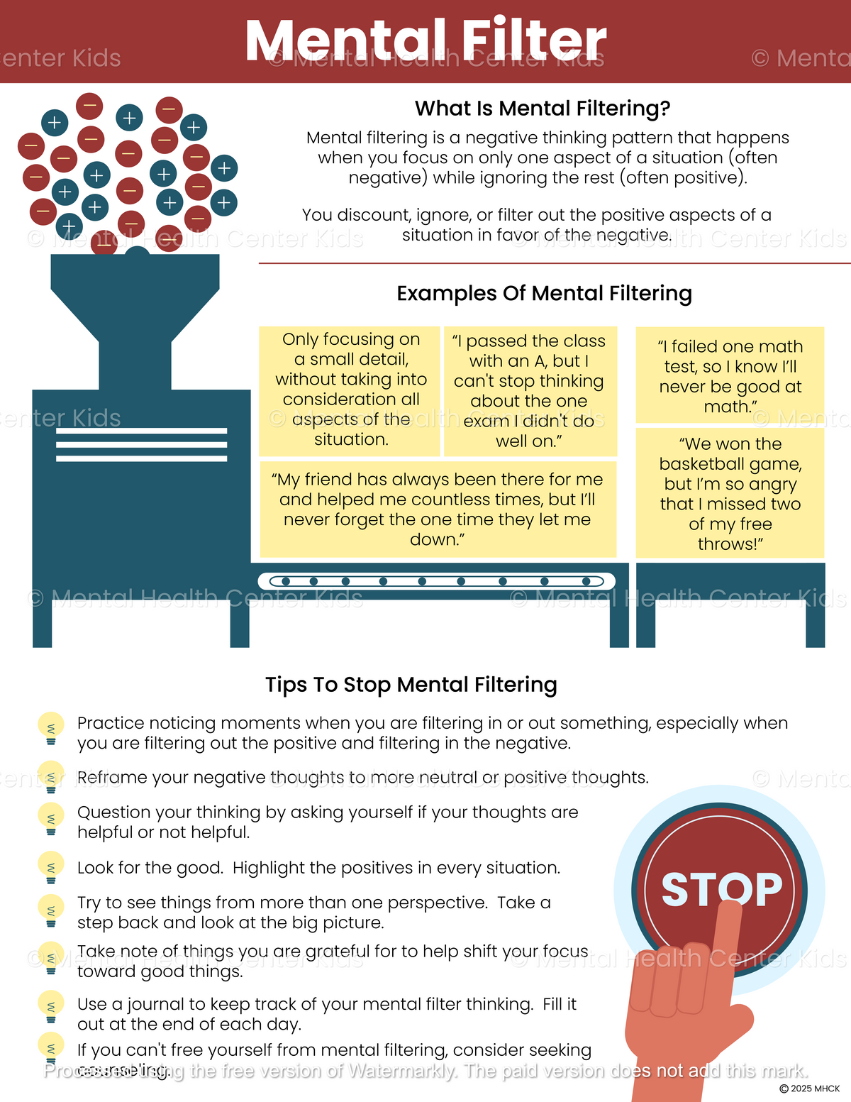 Mental Filter Cognitive Distortion Handout – Mental Health Center Kids