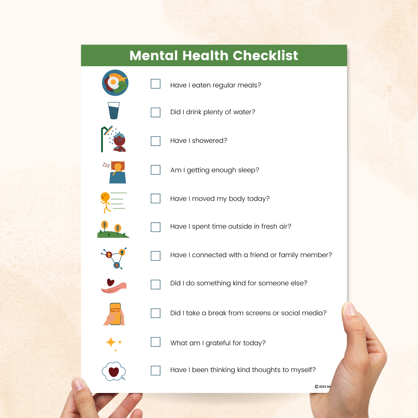 mental health checklist pdf