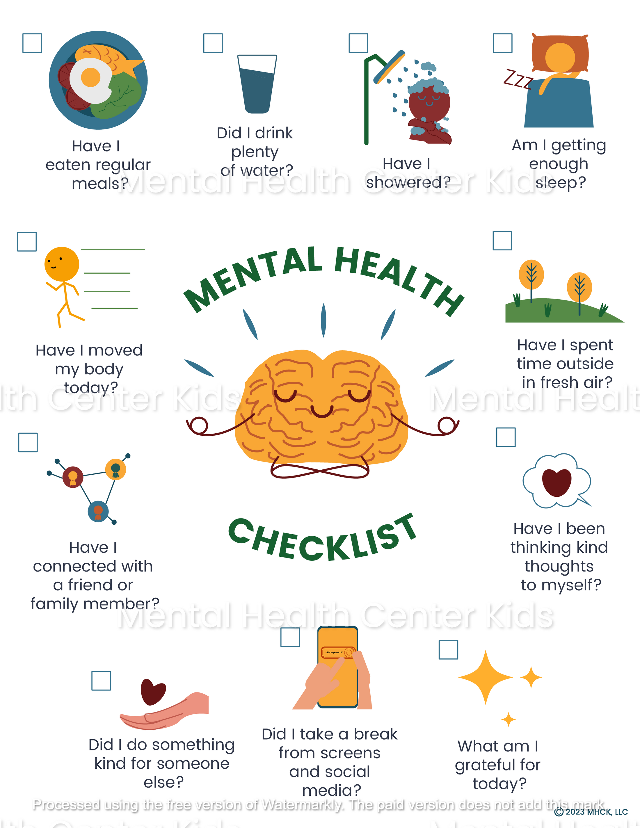 Mental Health Checklist (FREE) – Mental Health Center Kids