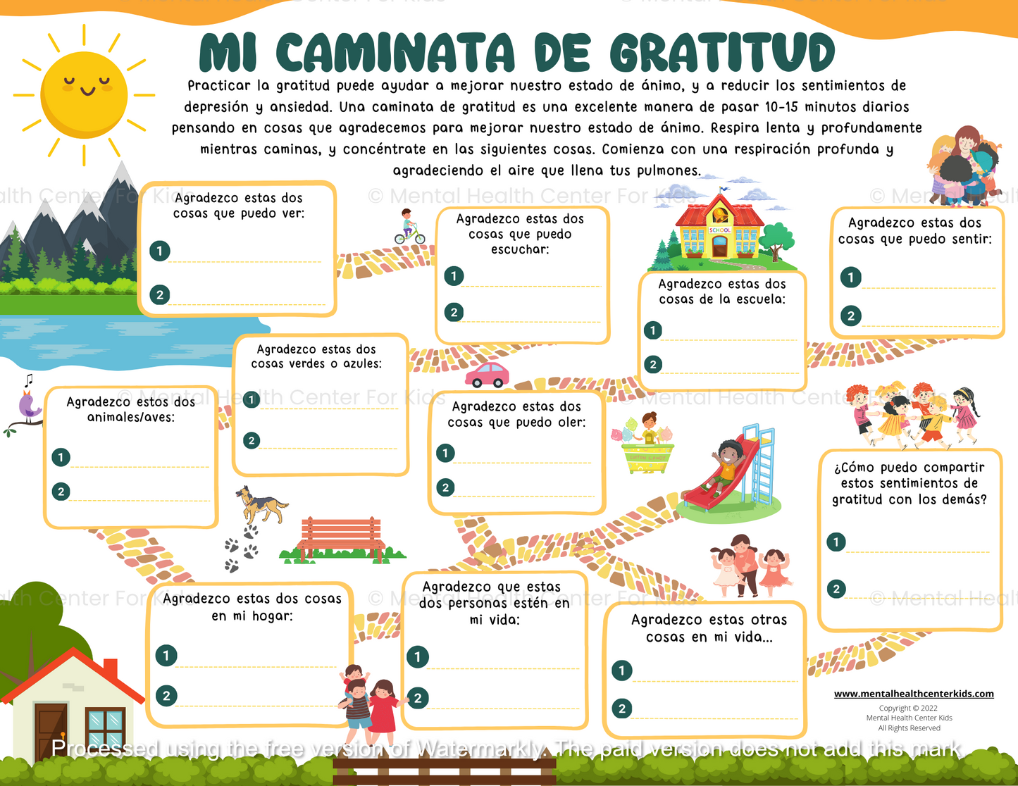 Spanish My Gratitude Walk Worksheet