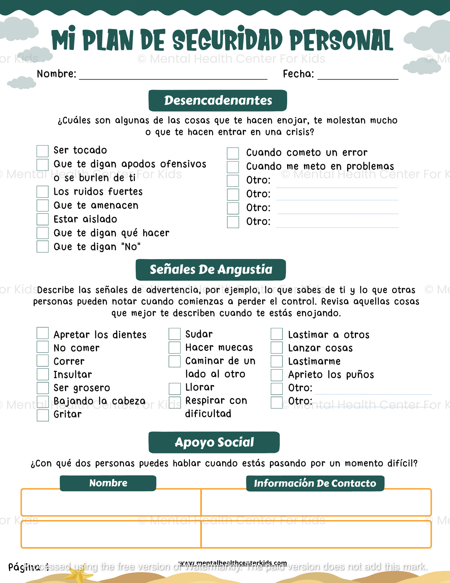 Hojas De Trabajo De Plan De Seguridad 