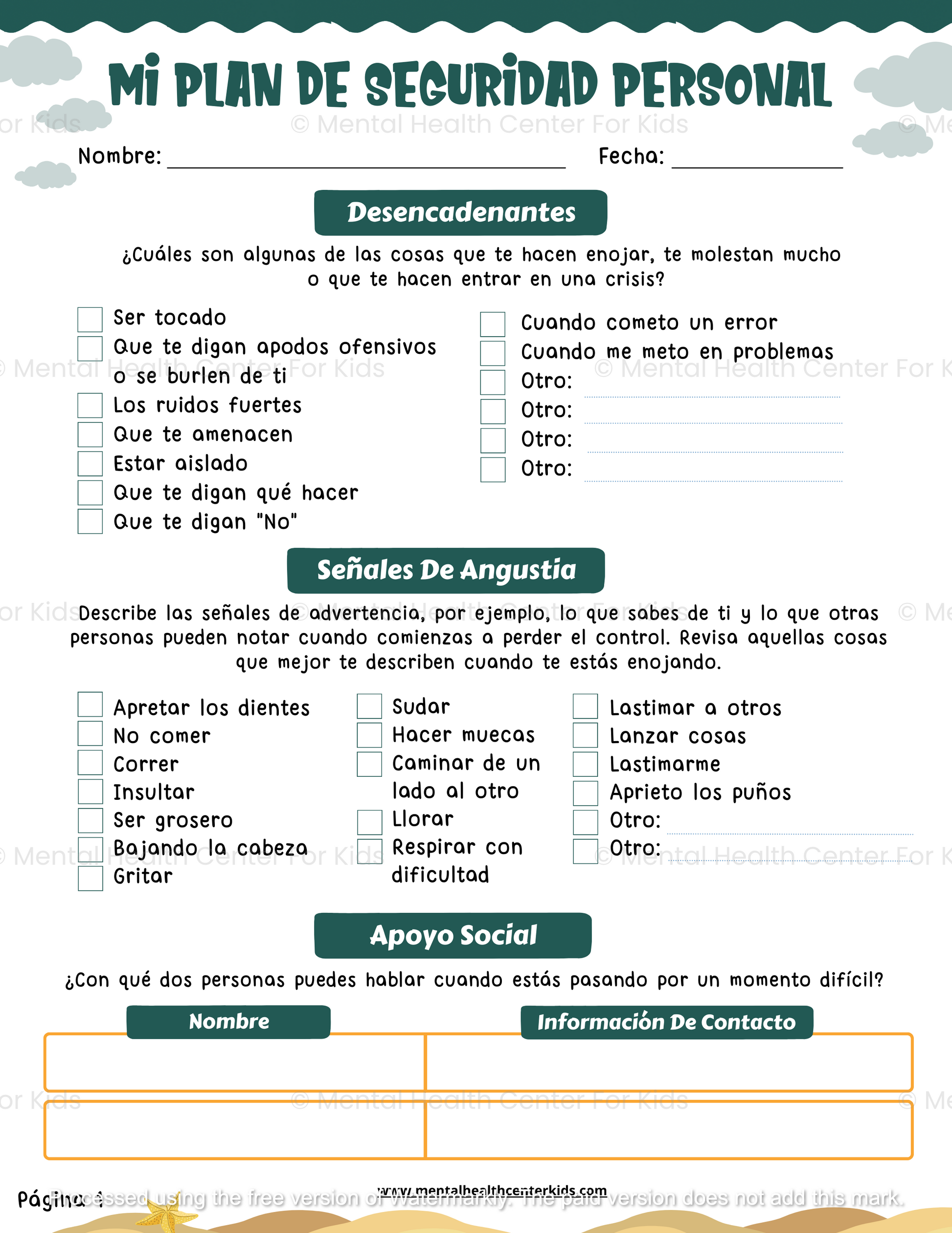 Hojas De Trabajo De Plan De Seguridad 