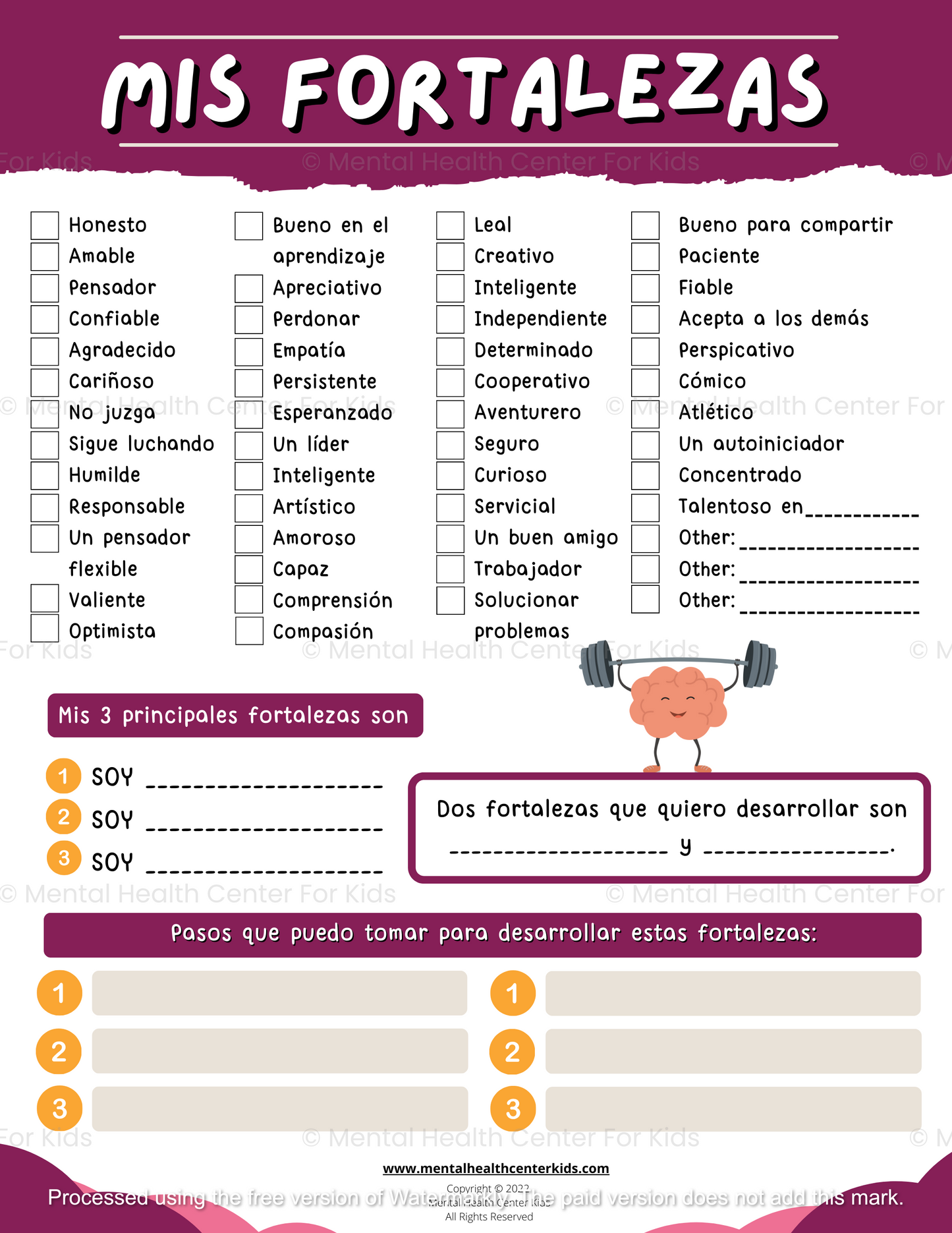 Spanish My Strengths  Worksheet