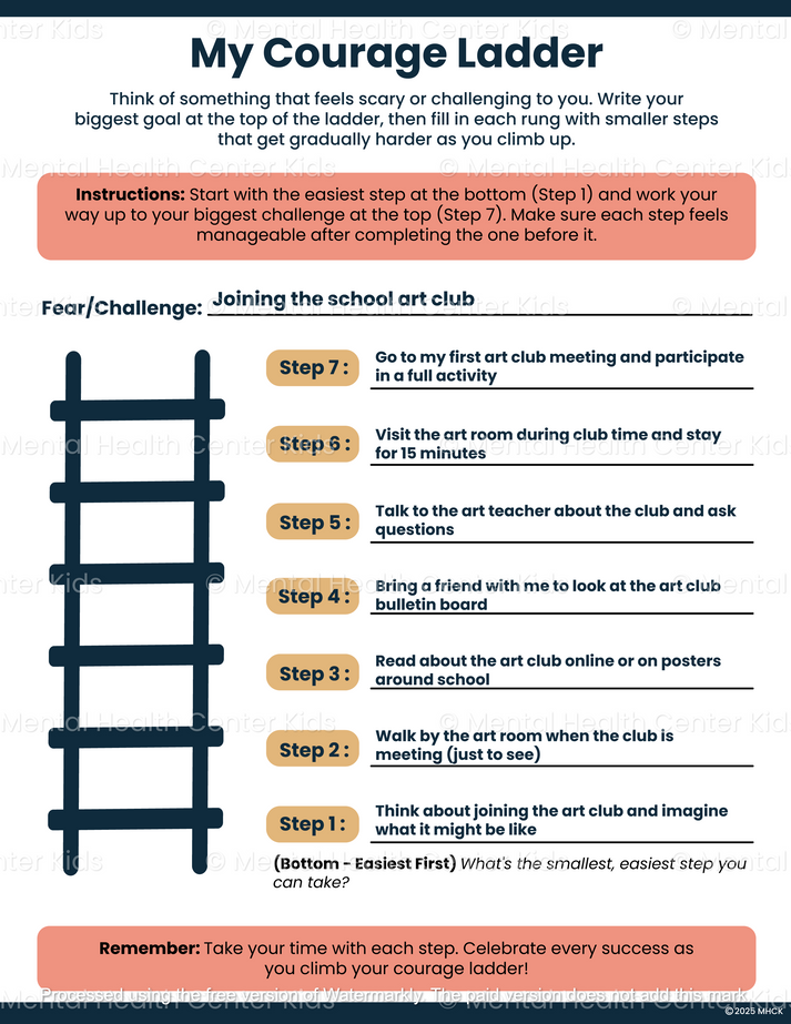 Confidence Ladder Chart.pdf Courage Ladder Worksheet – Mental Health Center Kids