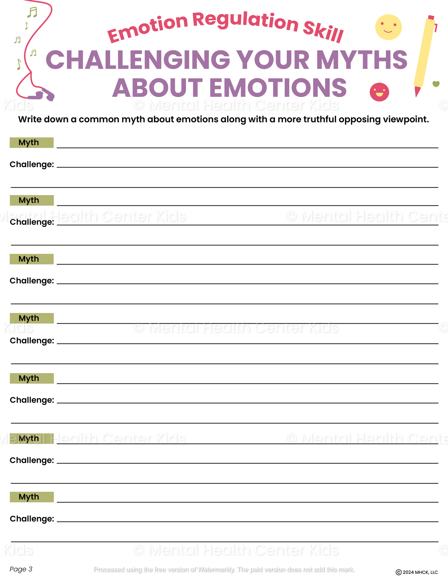 dbt worksheet myths about emotions