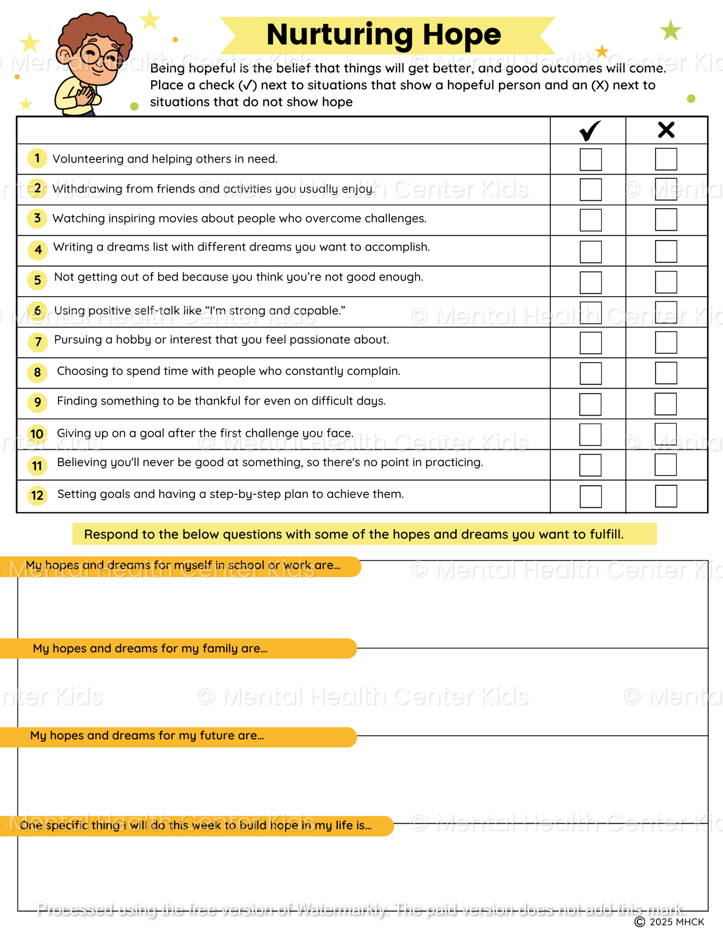hope worksheets pdf
