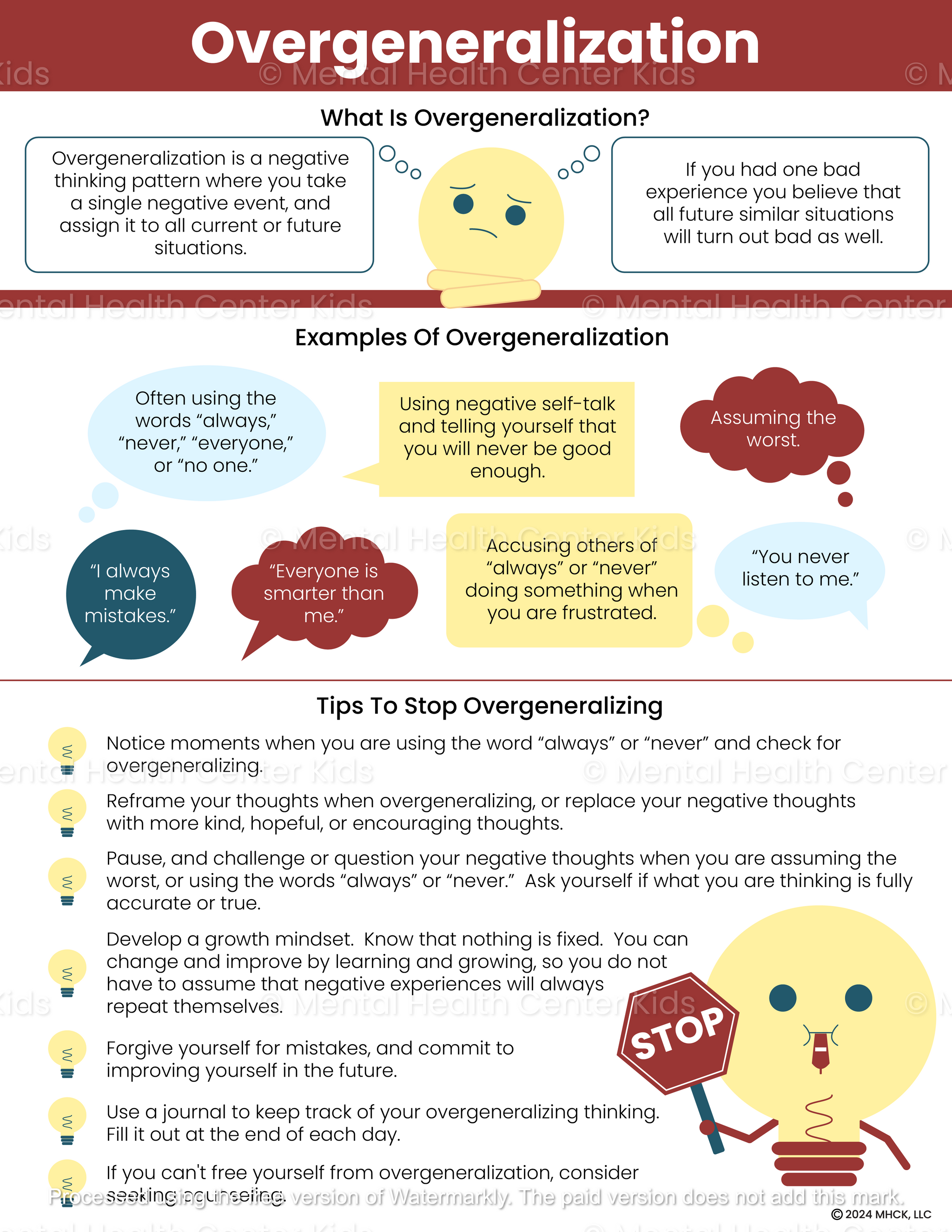 Overgeneralization Cognitive Distortion (PDF) – Mental Health Center Kids