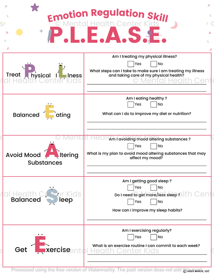 DBT PLEASE Skills Worksheet Mental Health Center Kids dbt-please-skills-worksheet-mental-health-center-kids