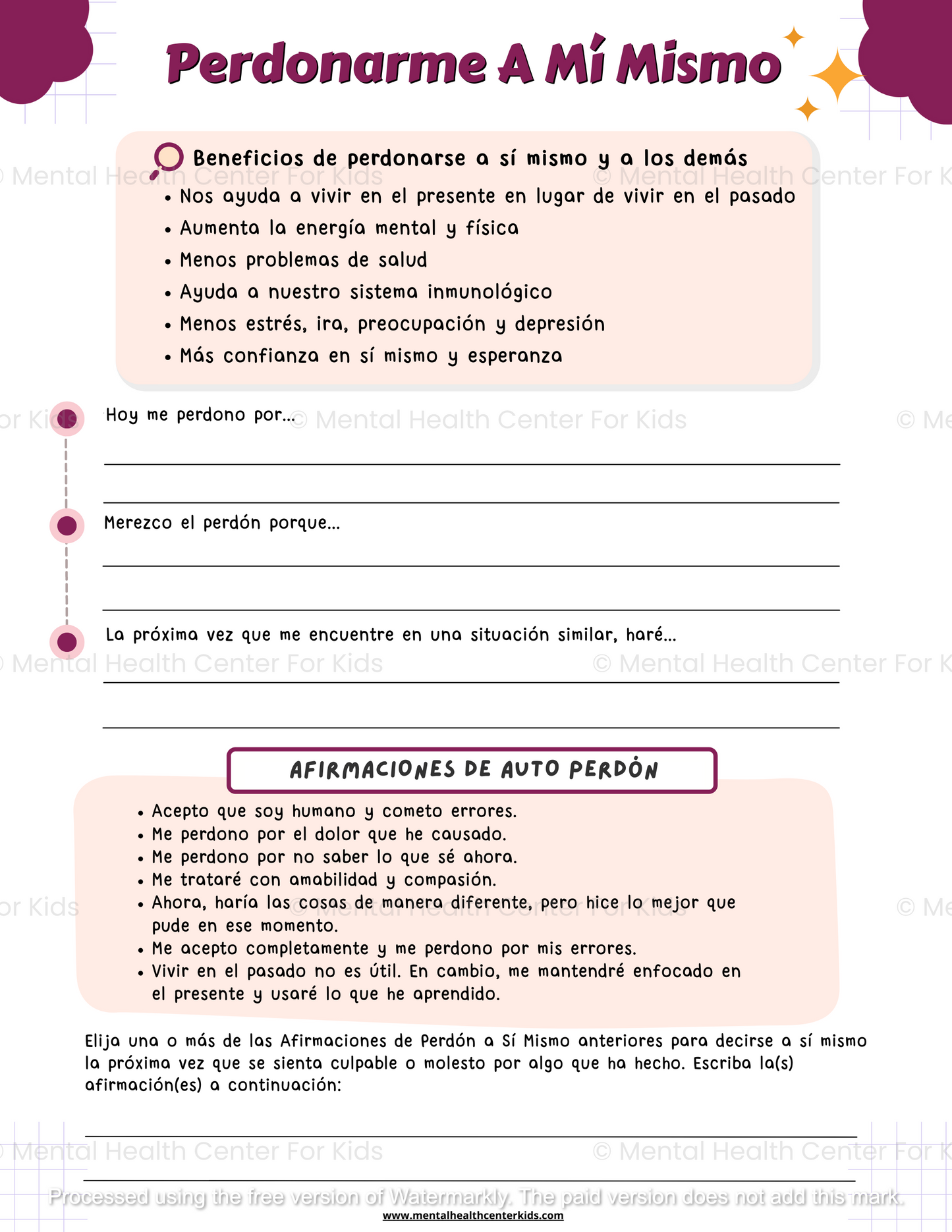 Fichas de trabajo sobre autoestima