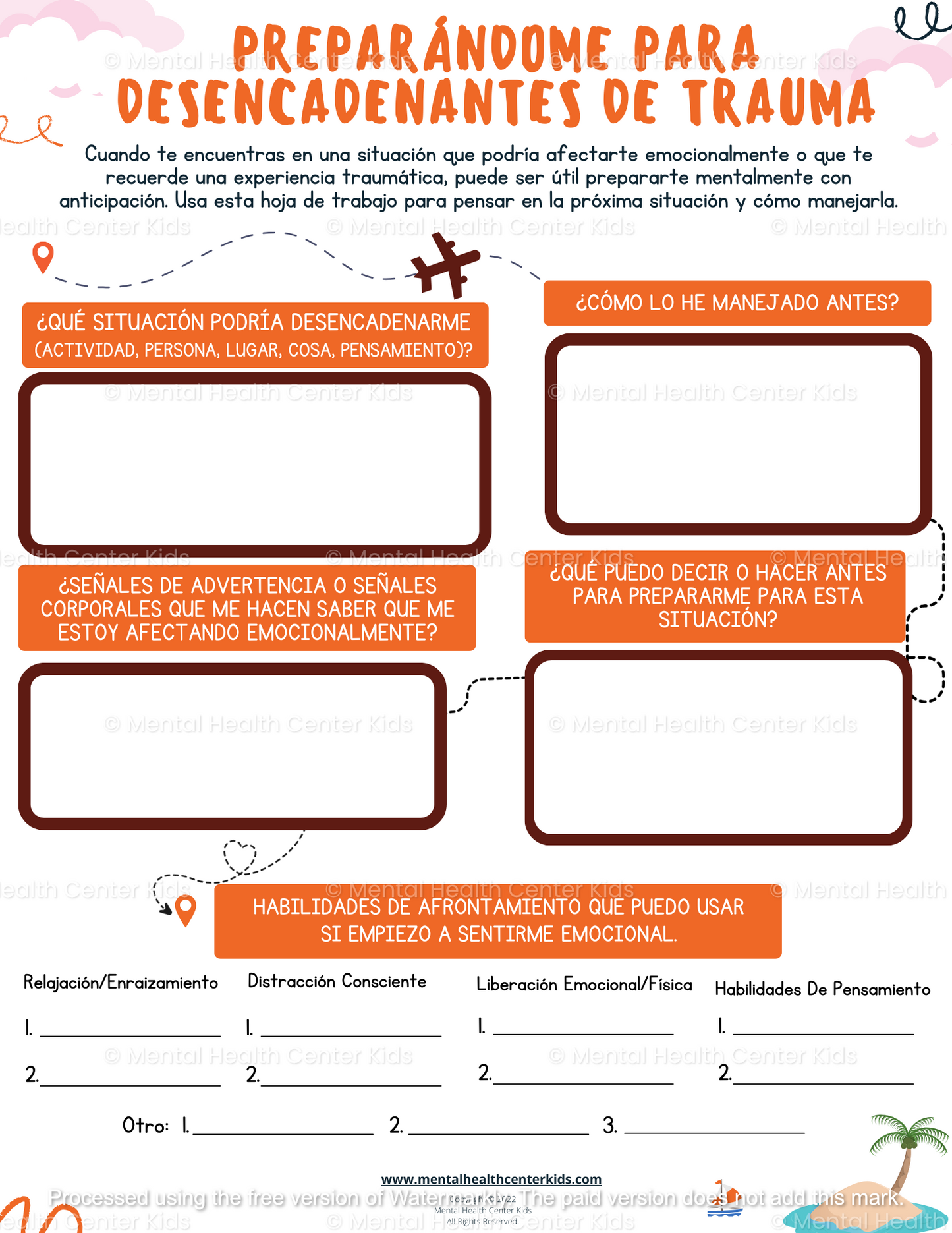 Spanish Preparing For Trauma Triggers Worksheet