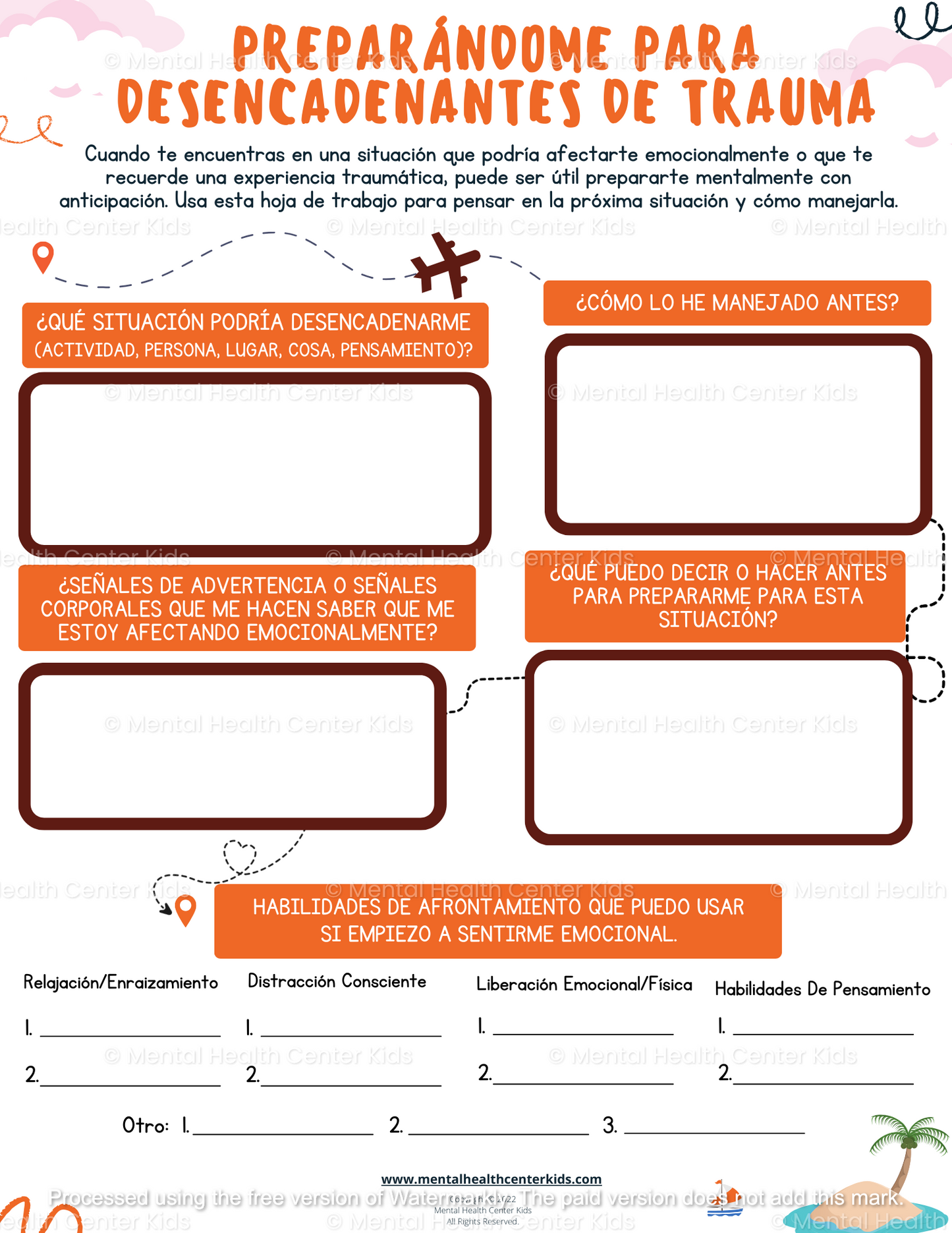 spanish trauma worksheets bundle 