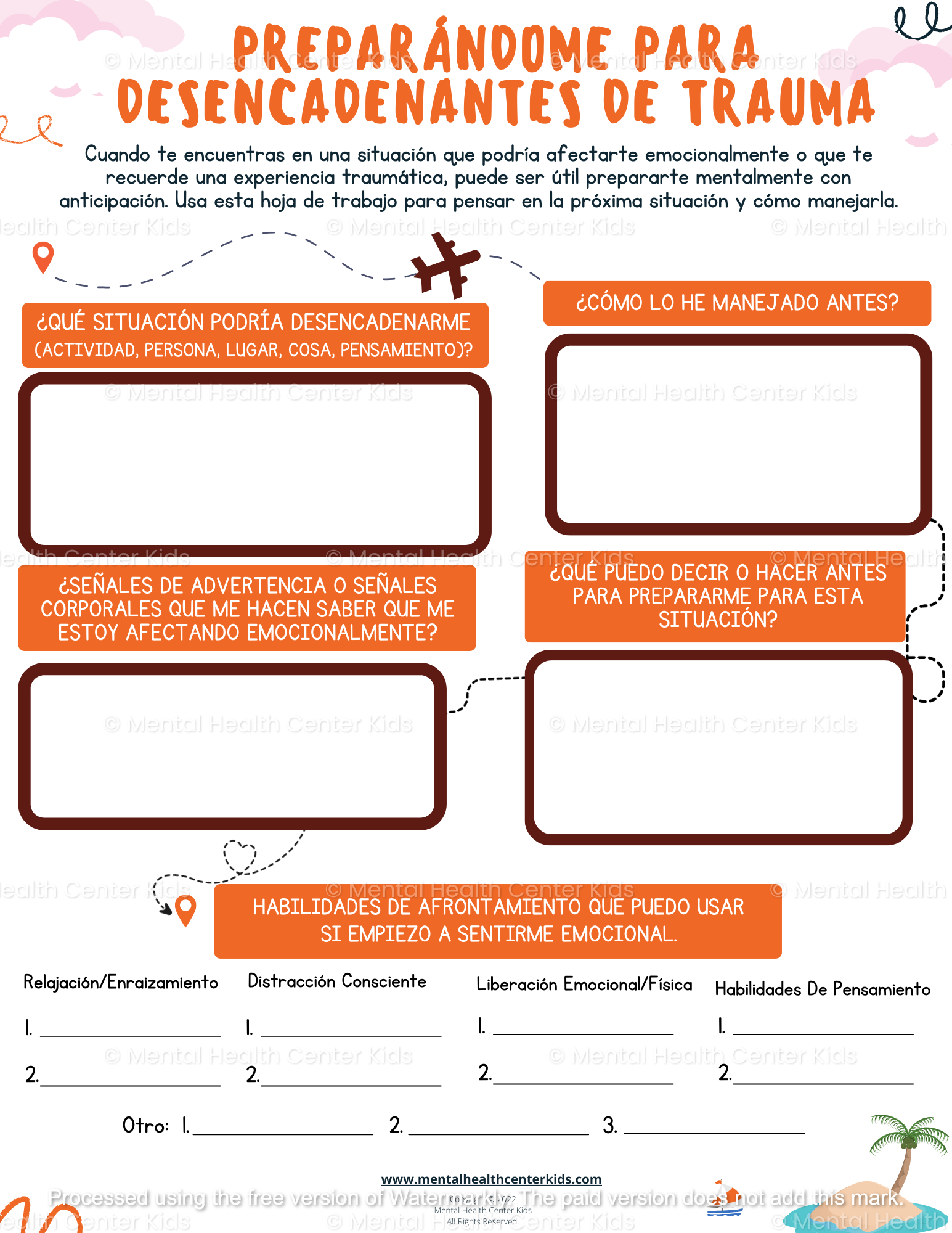 spanish trauma worksheets bundle 