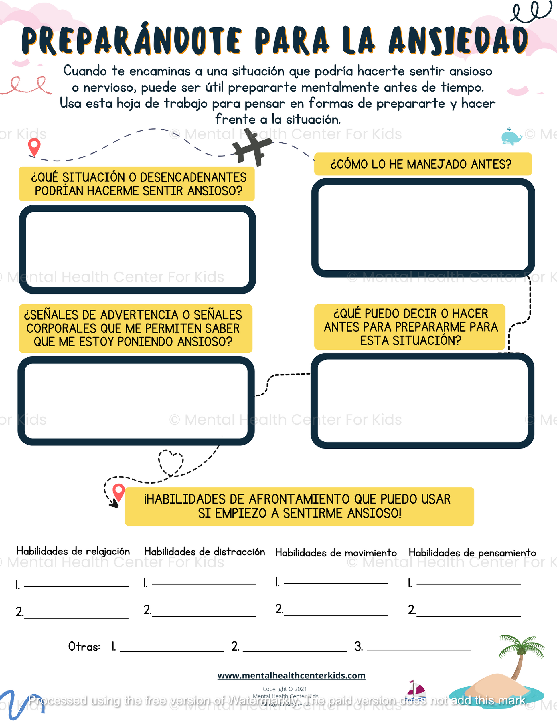 Spanish Preparing For Anxiety Worksheet