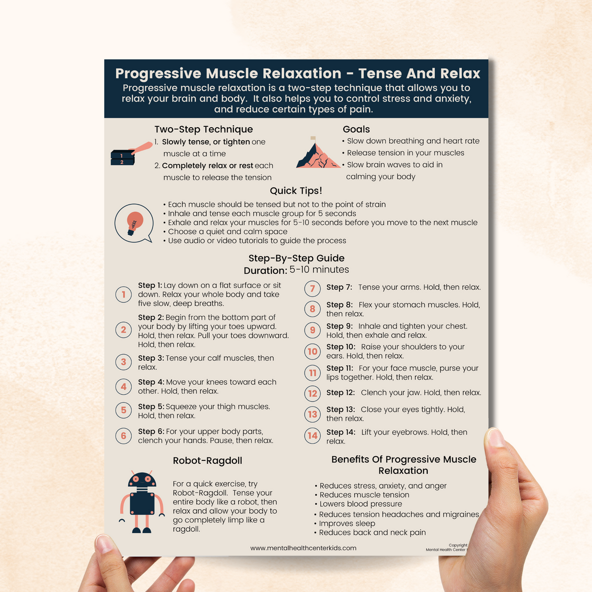Relaxation Handout.pdf Progressive Muscle Relaxation (PDF) – Mental Health Center Kids