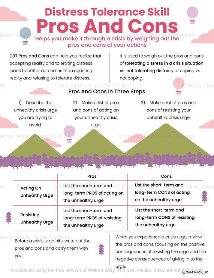 Pros And Cons Of Mental Health Days For Students DBT Pros And Cons Skill – Mental Health Center Kids