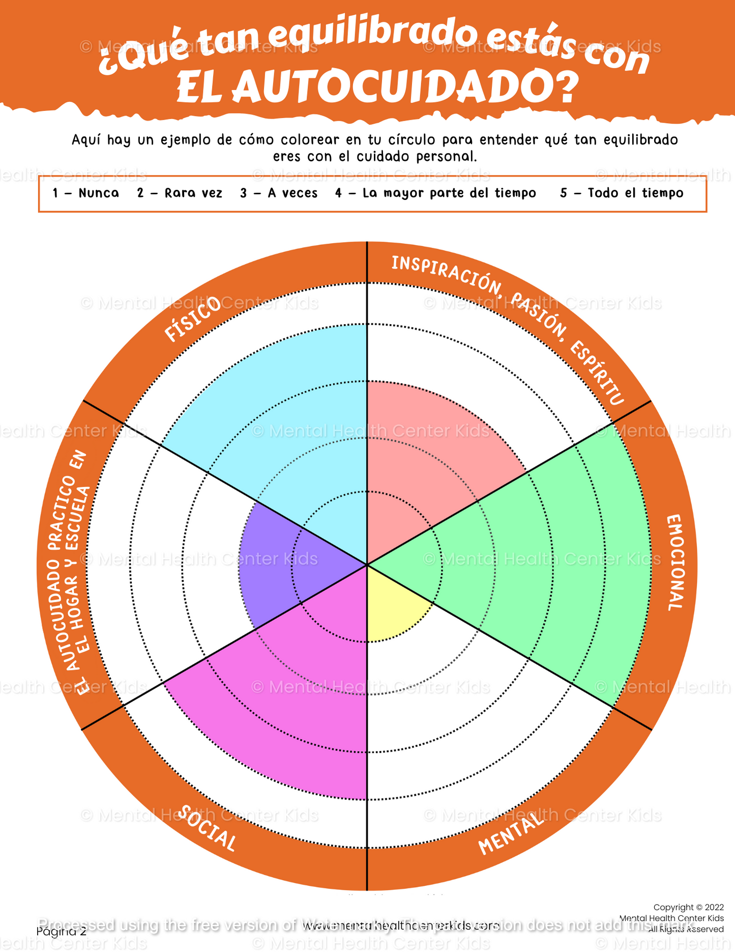 spanish self-care worksheets for kids