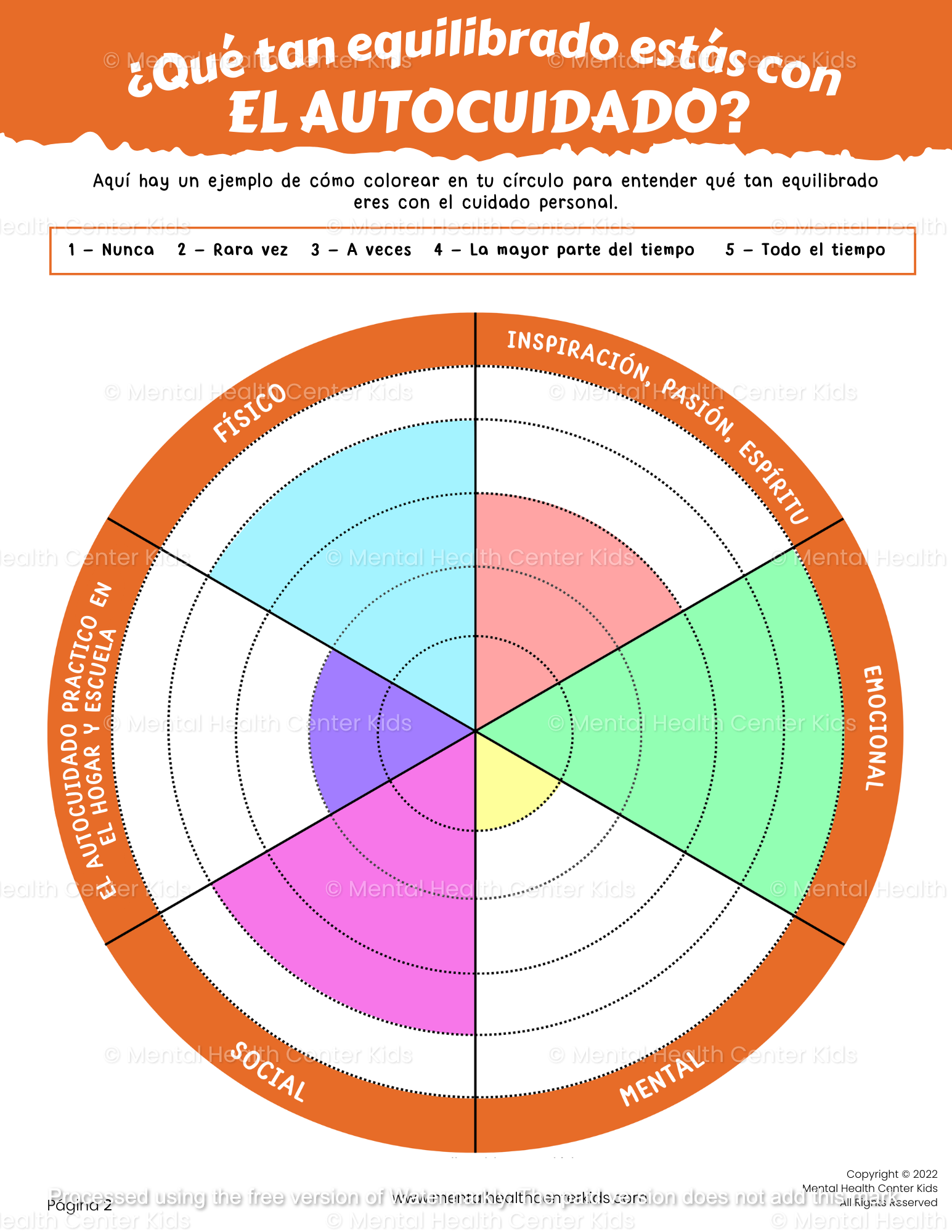 spanish self-care worksheets for kids