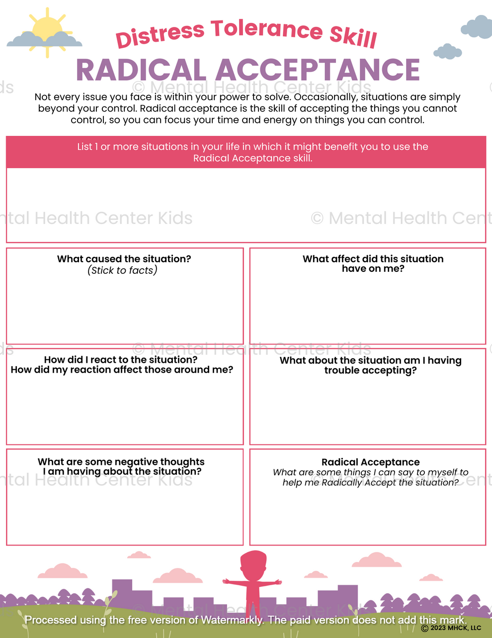 DBT Radical Acceptance Worksheet Mental Health Center Kids DBT Radical Acceptance Worksheet Mental Health Center Kids