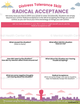 DBT Radical Acceptance Worksheet – Mental Health Center Kids