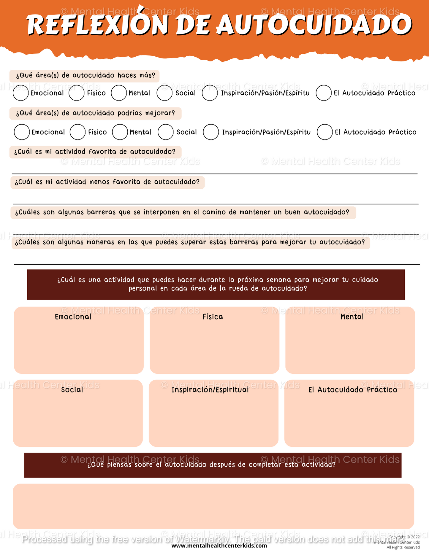 spanish trauma worksheets for kids