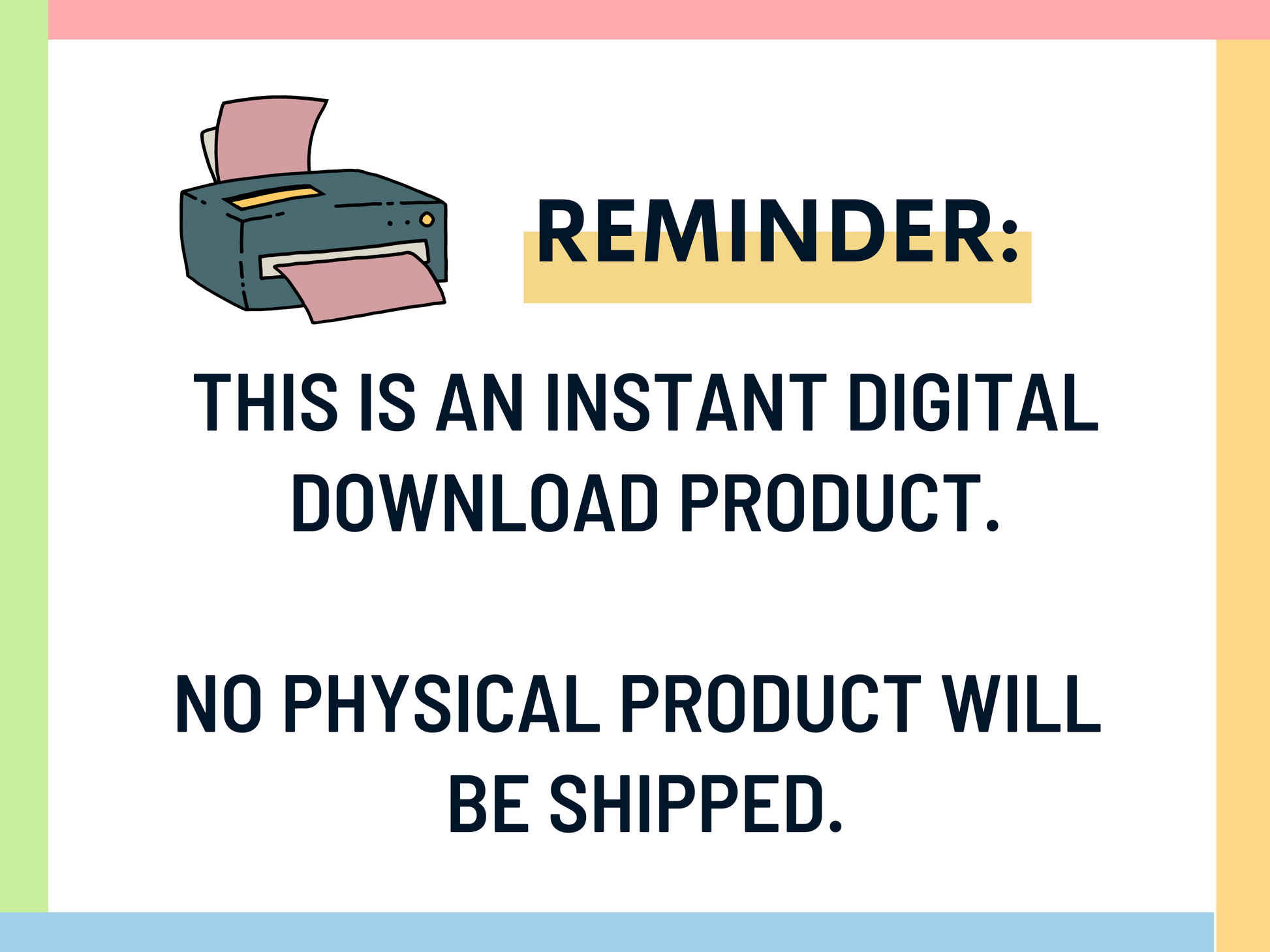 Sign describing how the dbt handouts bundle is an instant digital download product