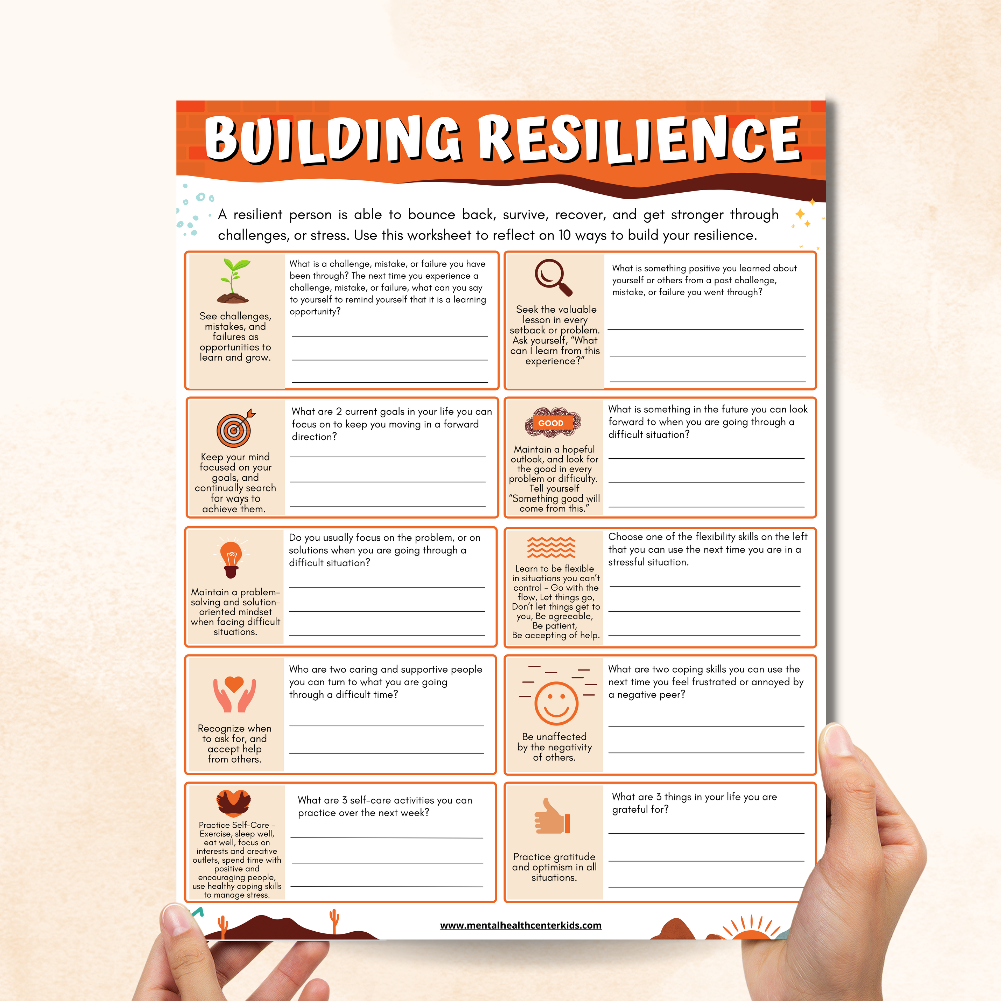 Resilience Worksheet – Mental Health Center Kids