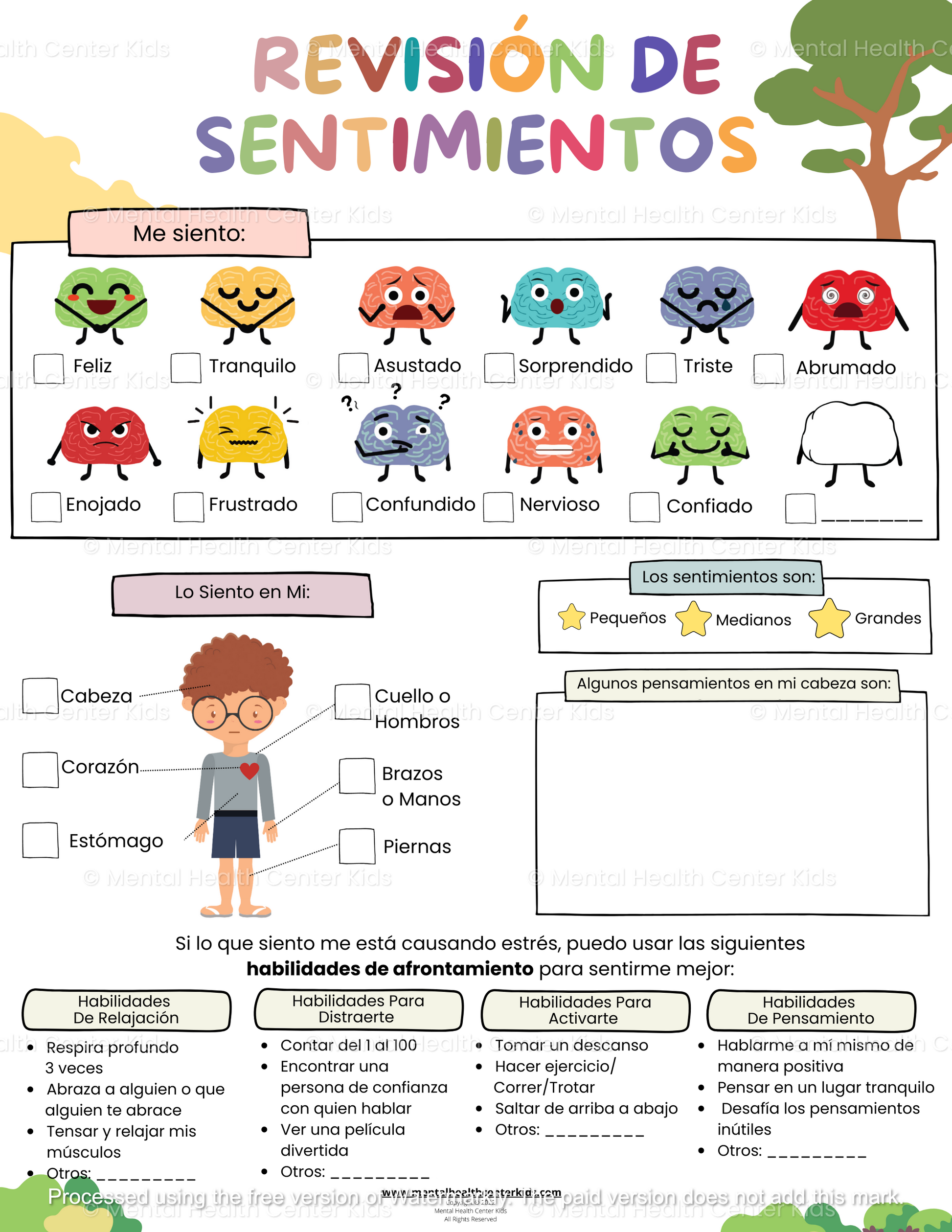 Spanish Feelings Check-In Worksheet 