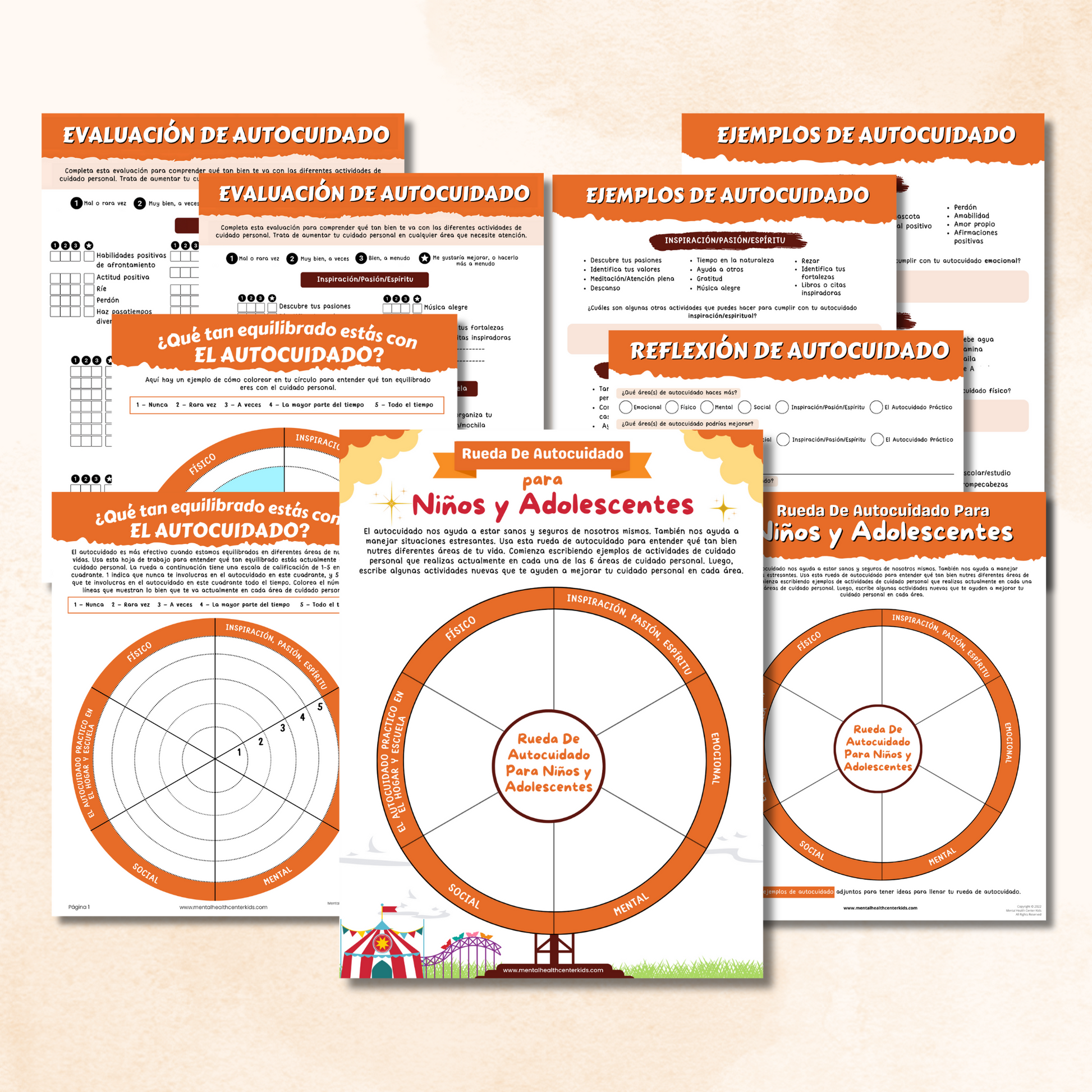 Hojas de trabajo de Rueda De Autocuidado 
