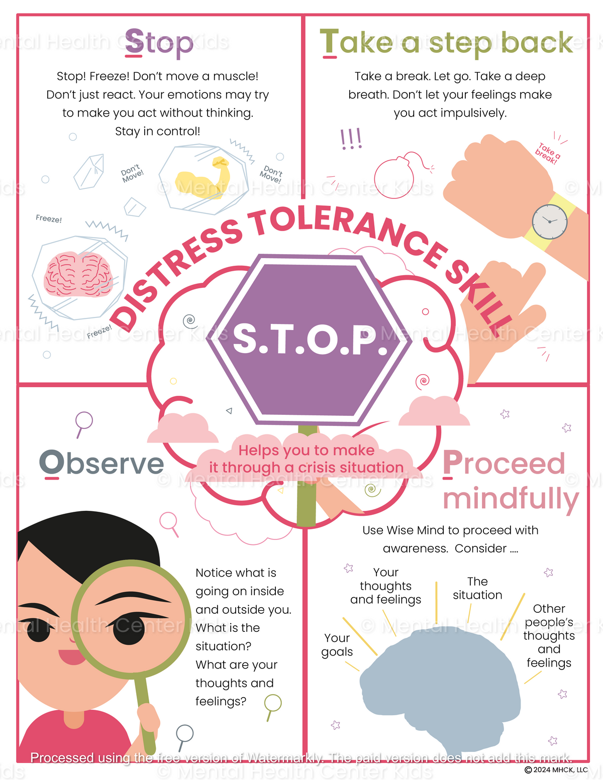 Stop Skill Fun Activity DBT STOP Skill (PDF) – Mental Health Center Kids