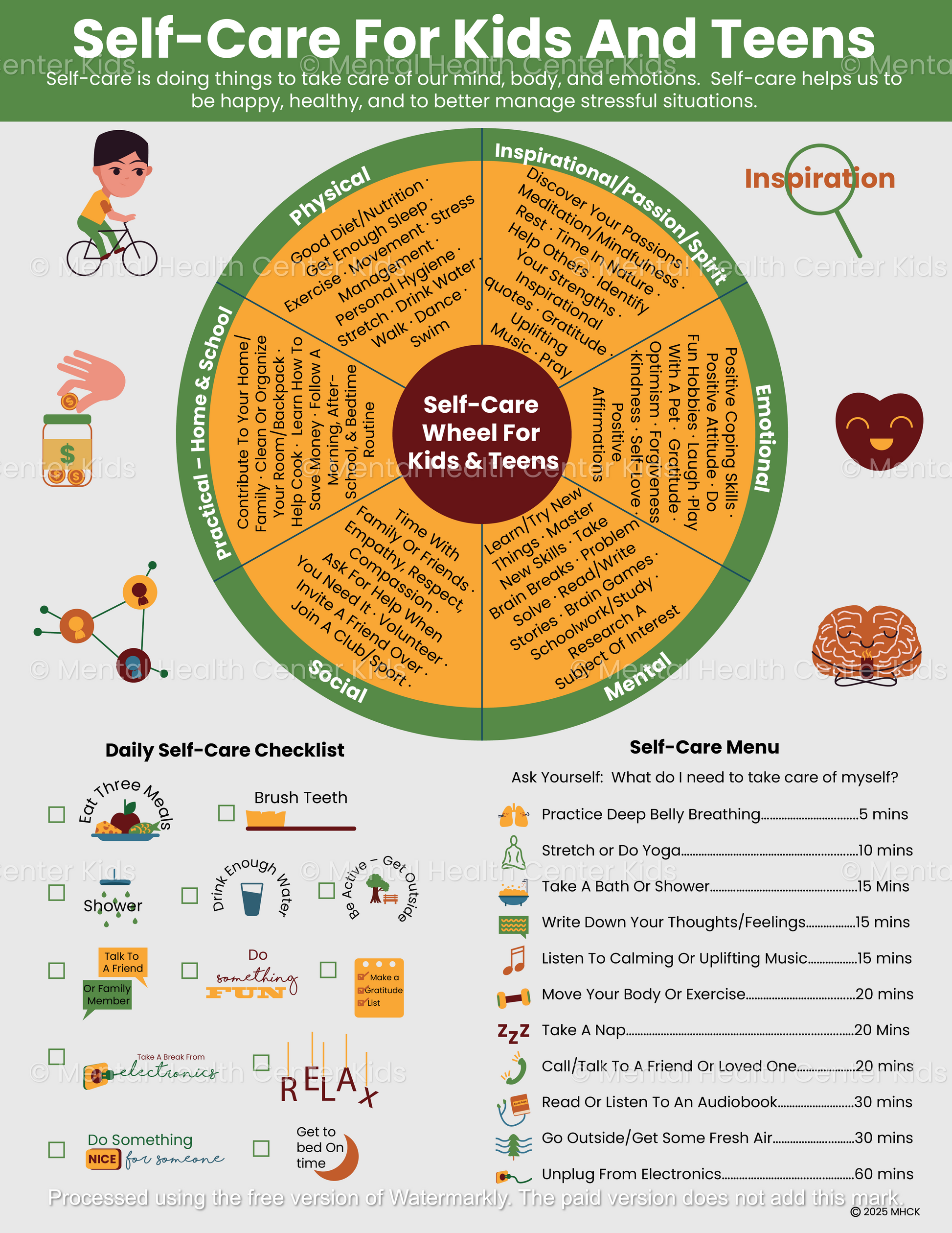 Self-Care For Kids And Teens Handout