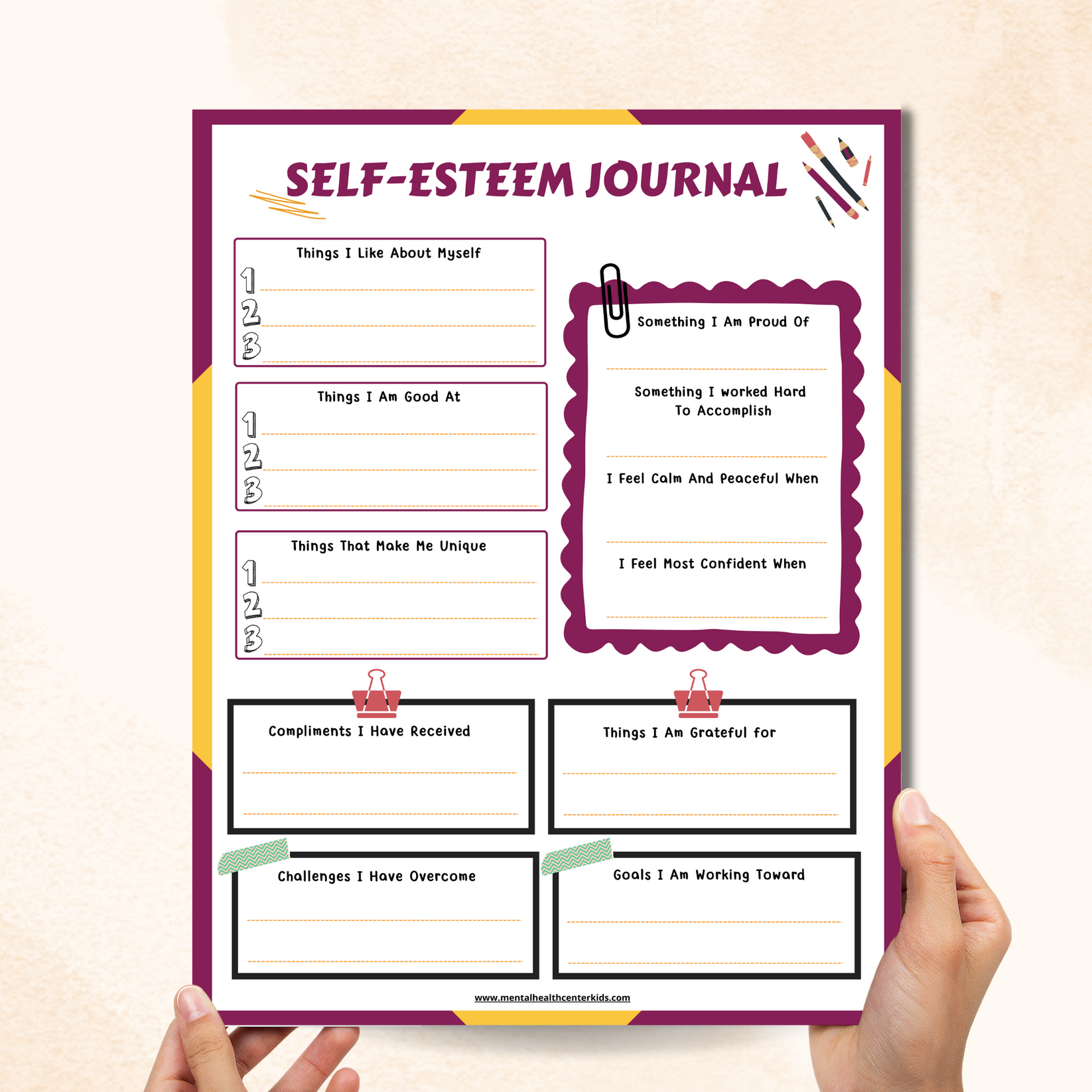 Self-Esteem Journal – Mental Health Center Kids