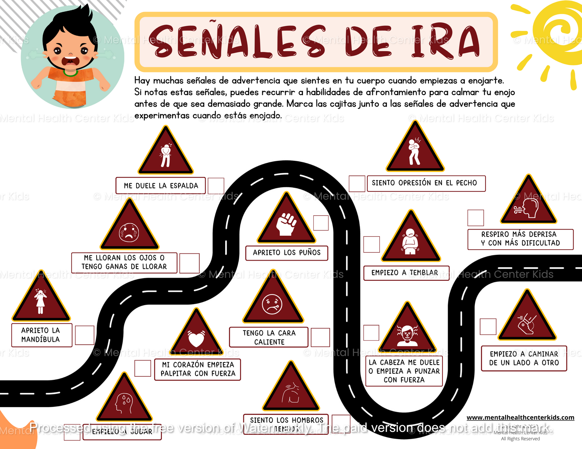 Spanish Anger Signs Worksheet
