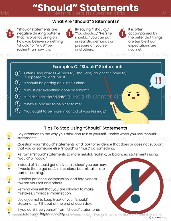 "Should" Statements Cognitive Distortion (PDF) Mental Health Center Kids