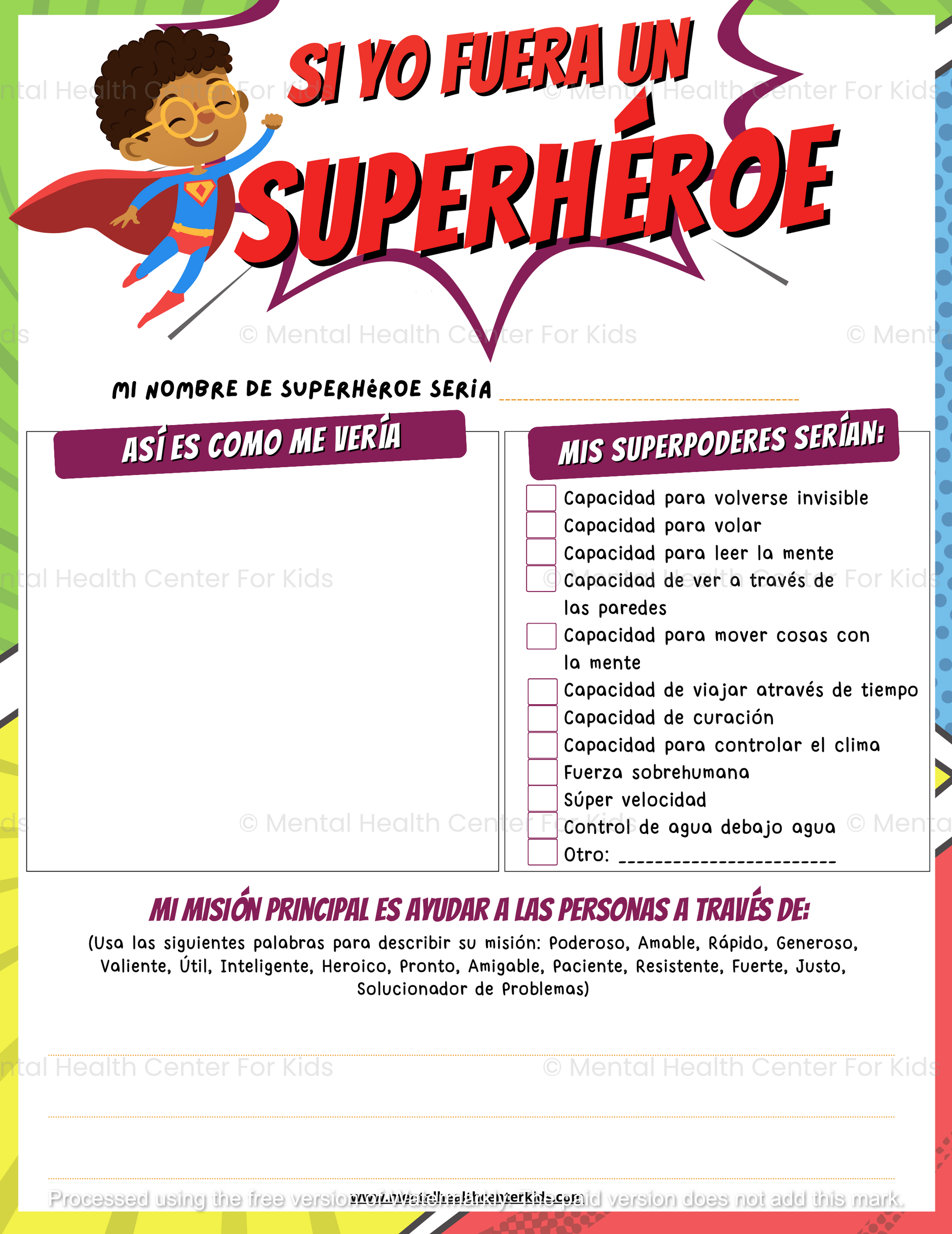 Spanish If I Were A Superhero Worksheet