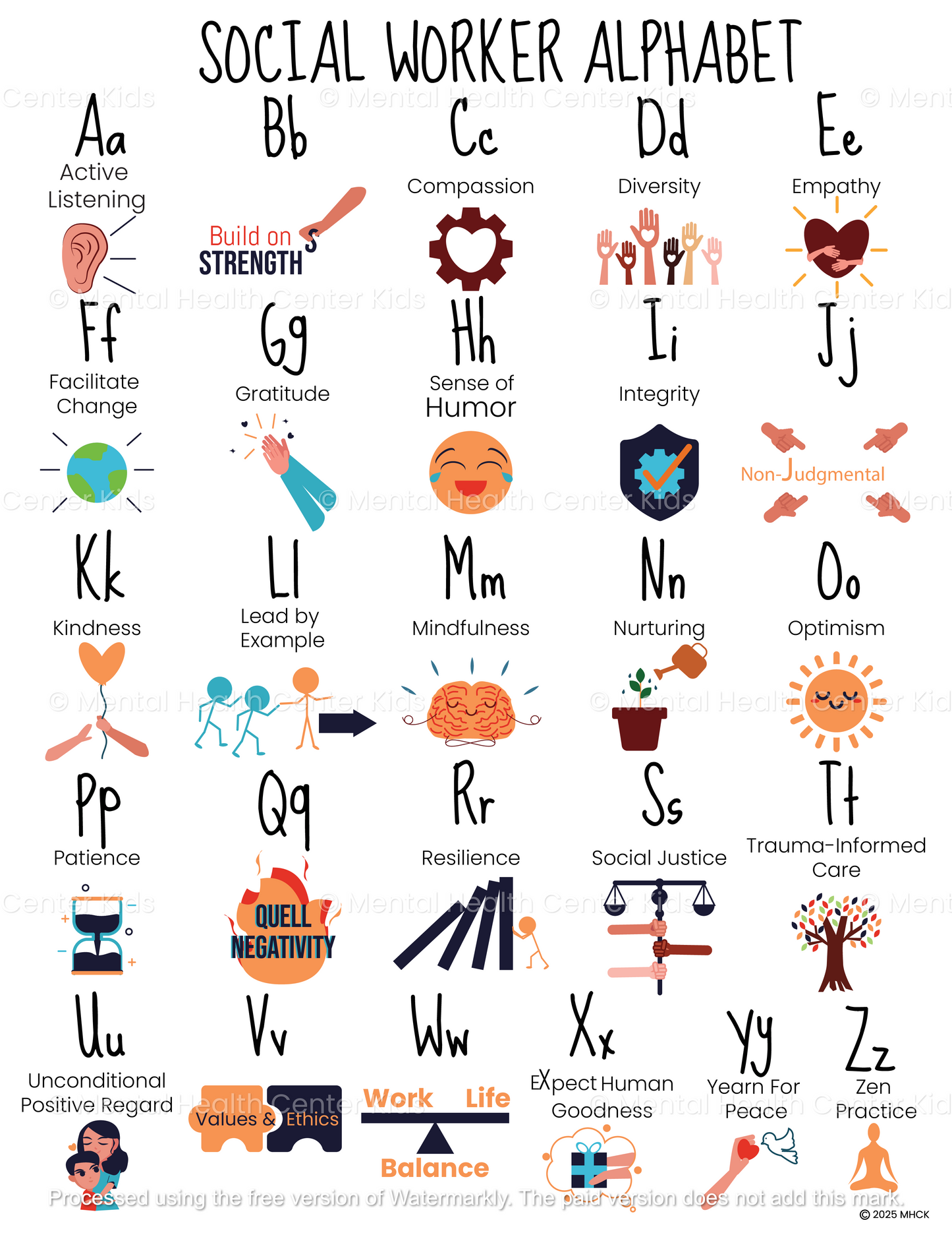 Social Worker Alphabet Poster