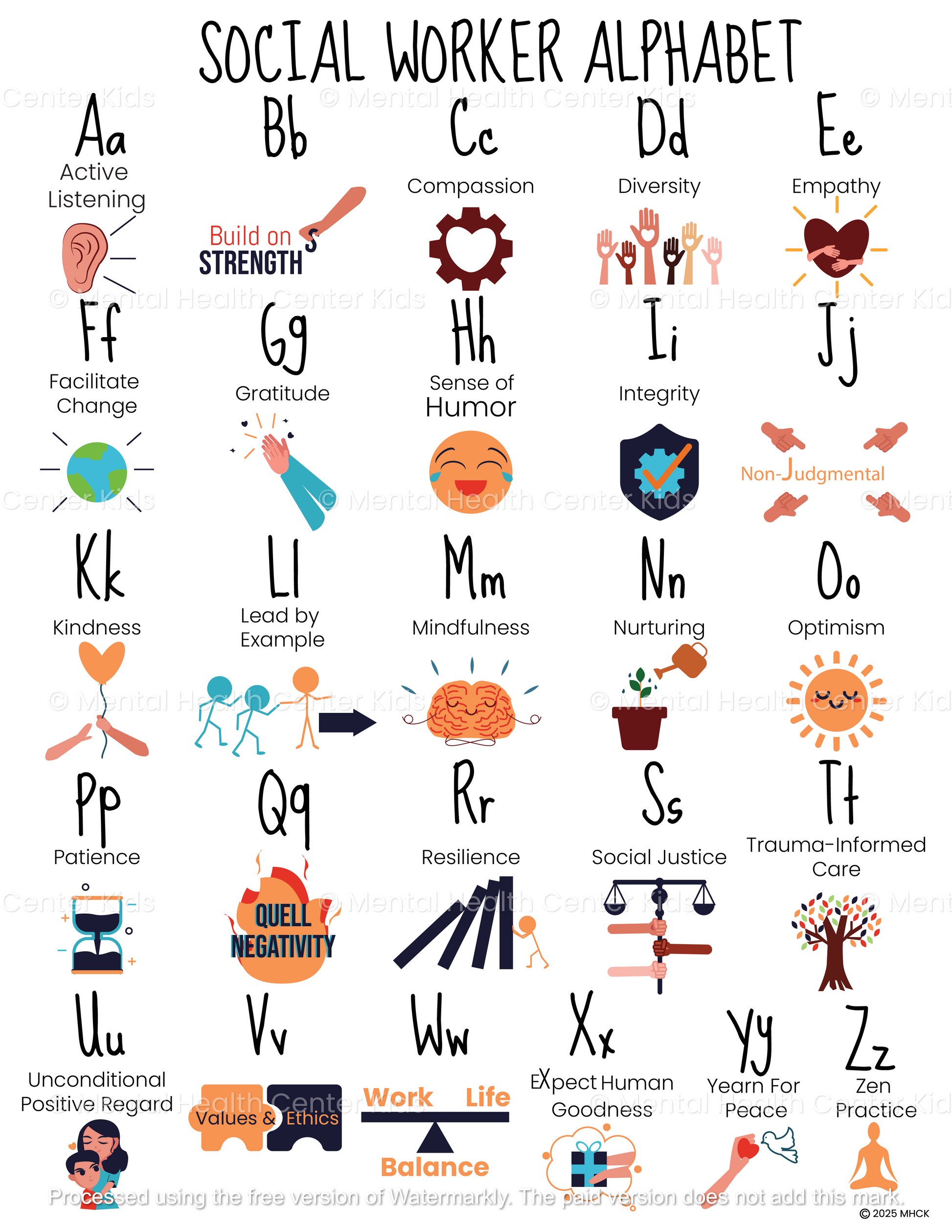 Social Worker Alphabet Poster