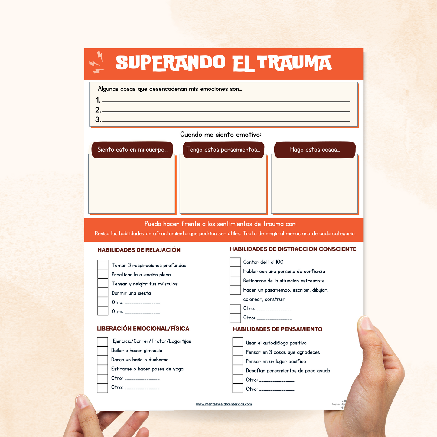 Spanish Coping With Trauma Worksheet