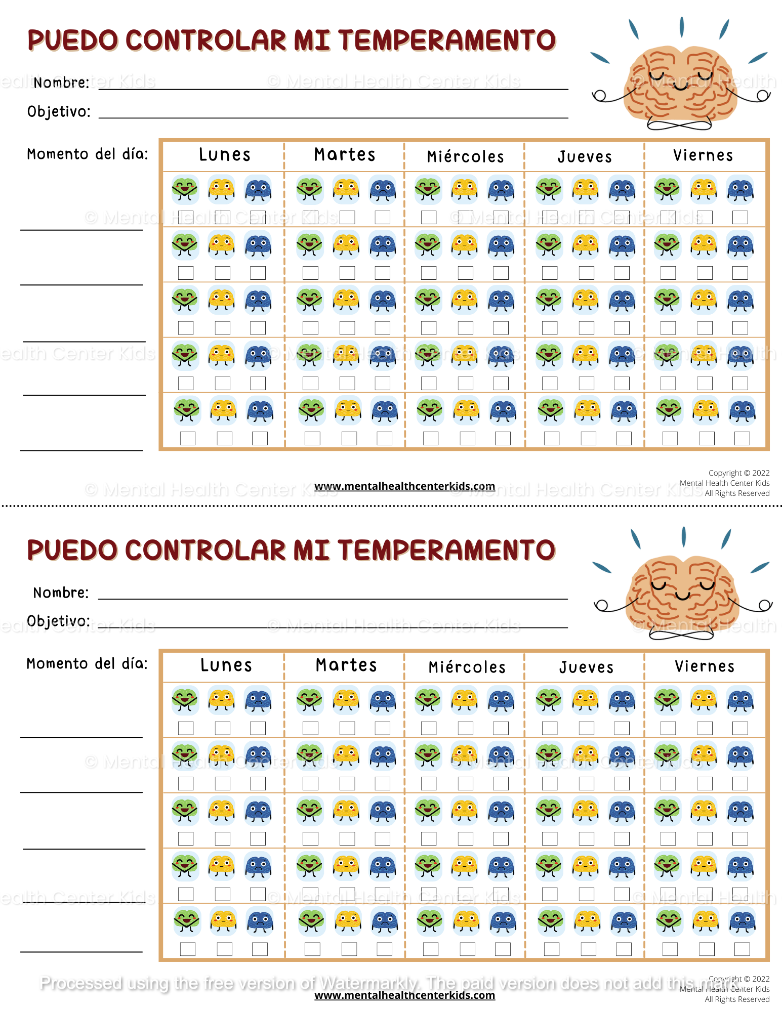 Spanish anger management worksheets for kids