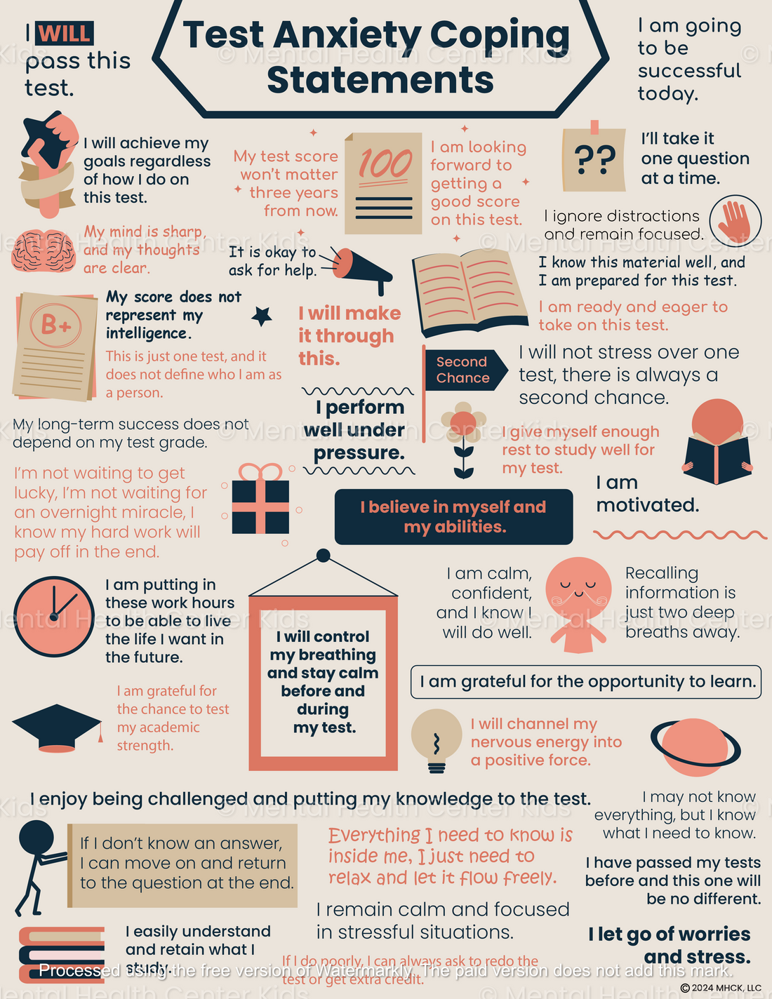 Test Anxiety Coping Statements – Mental Health Center Kids