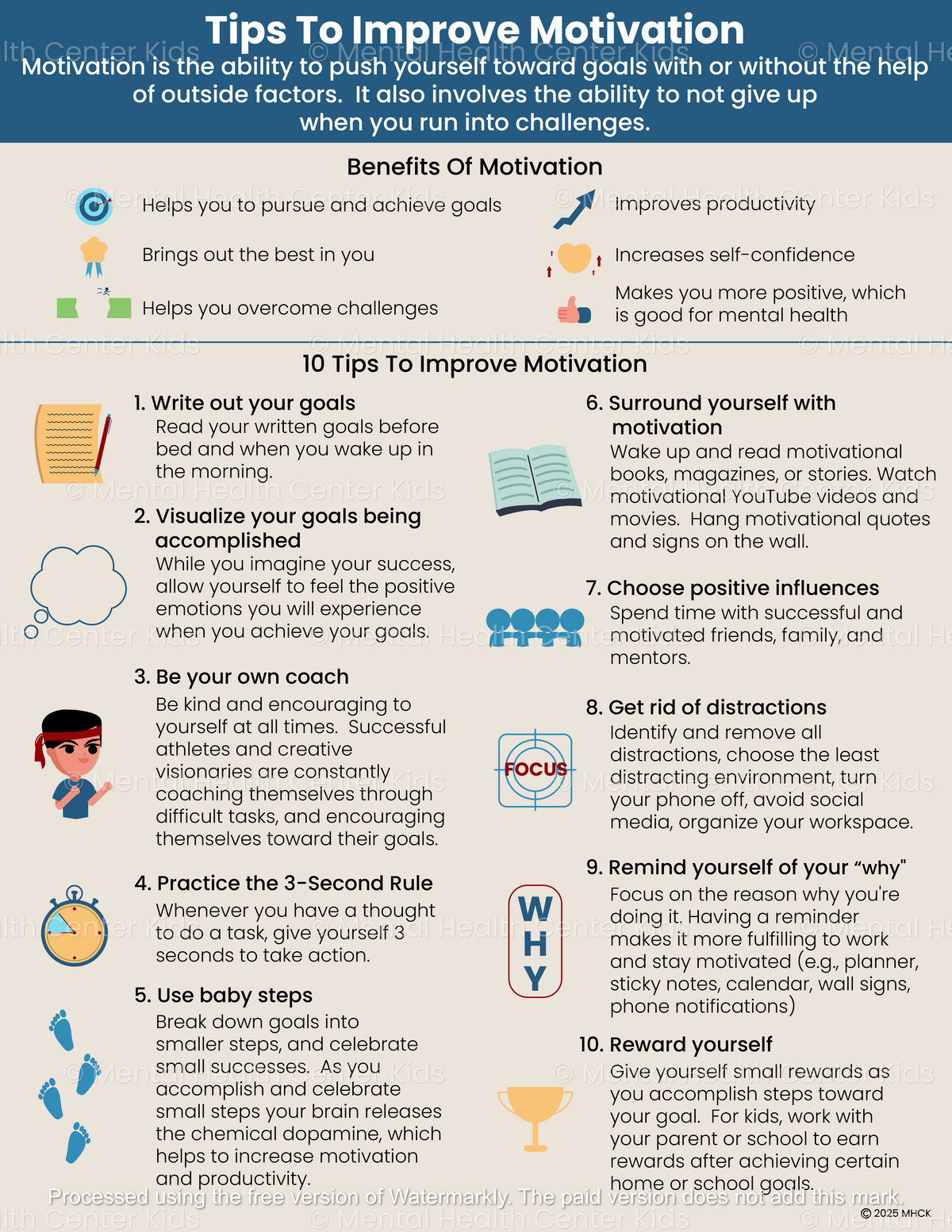 Tips to Improve Self-Motivation (PDF) – Mental Health Center Kids