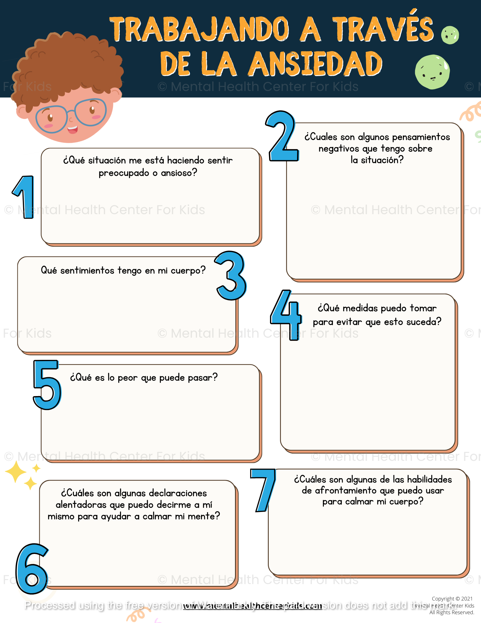 spanish anxiety worksheets for kids and teens