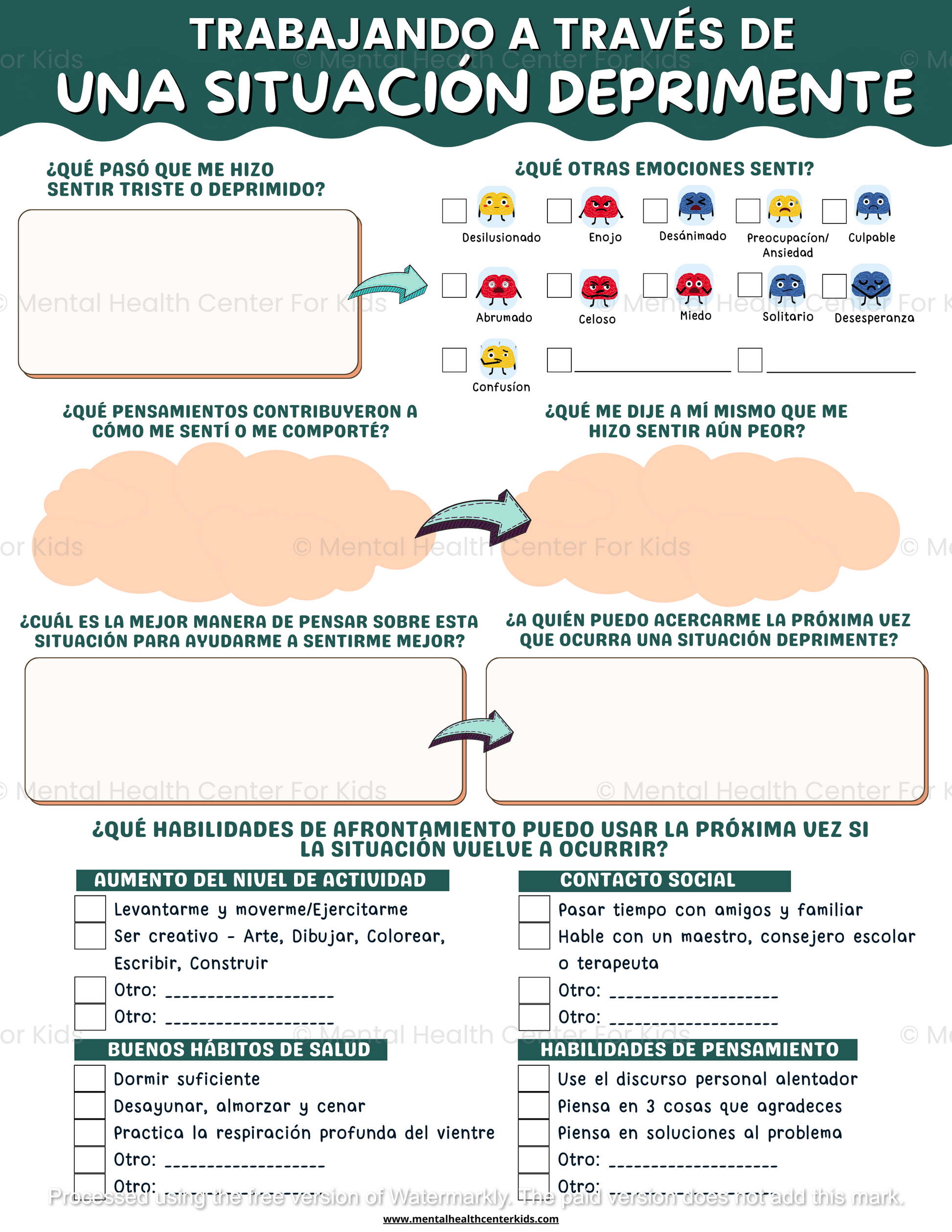 Spanish Working Through A Depressing Situation Worksheet