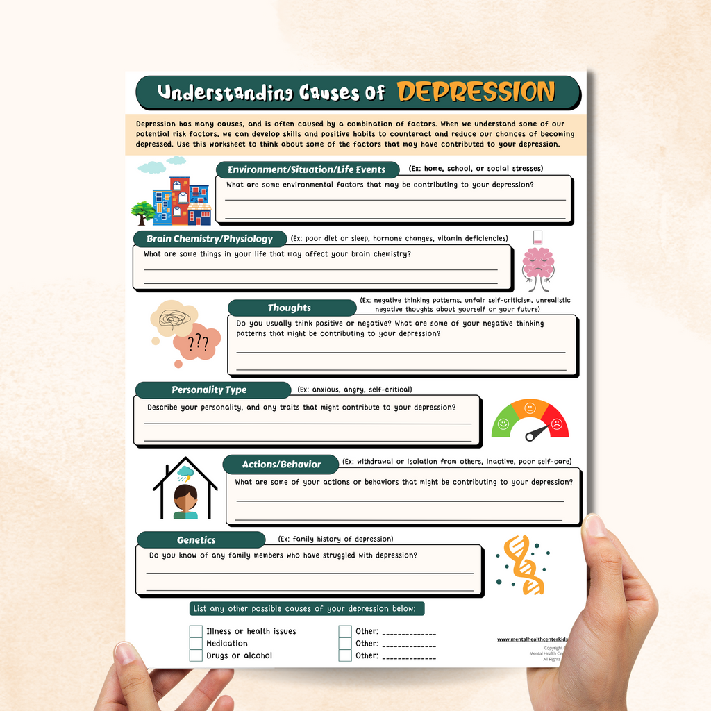 Depression Worksheets – Mental Health Center Kids
