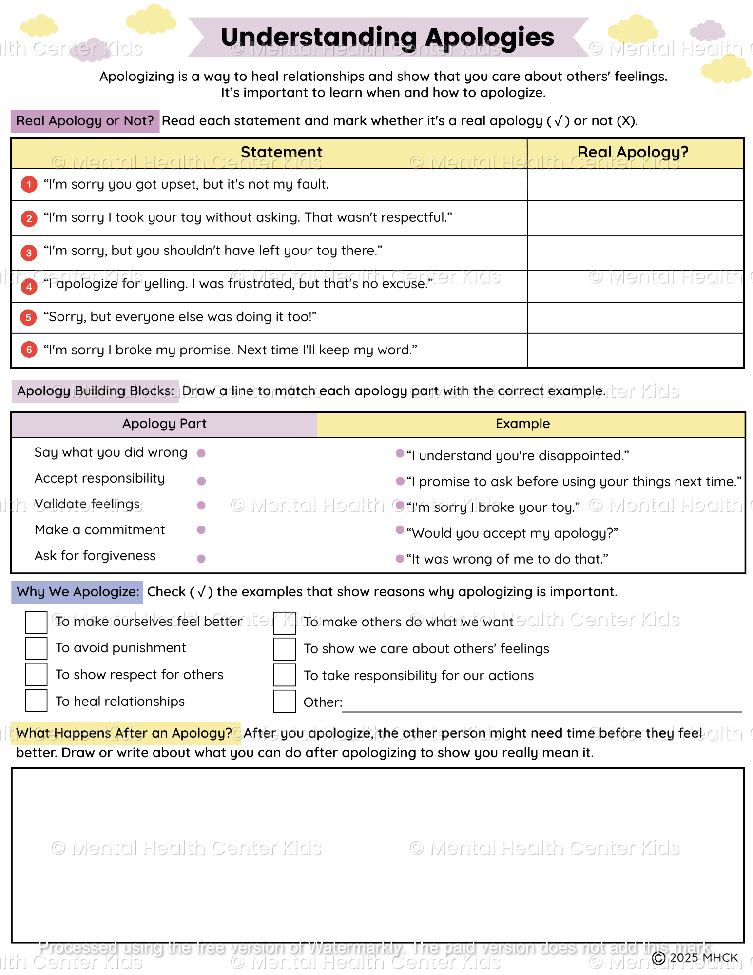 social skills worksheet